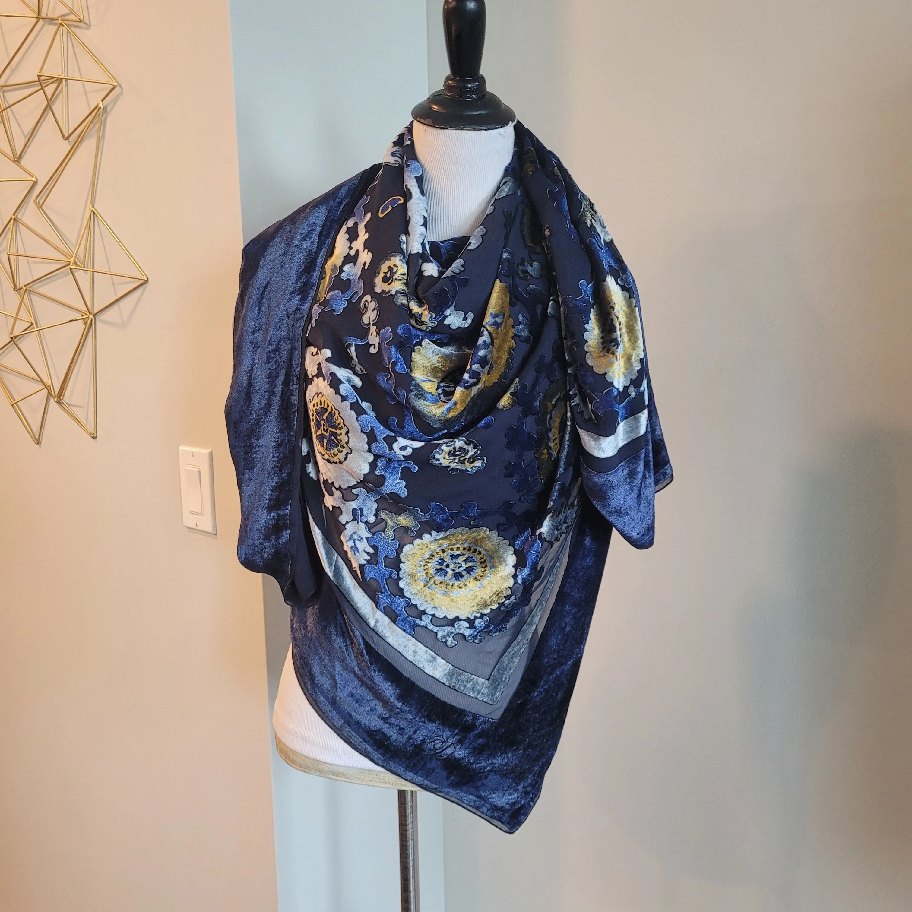 Product image for Christian Dior Acid Dyed Velvet Burnout Shawl Wrap Scarf Velvet Limited Edition