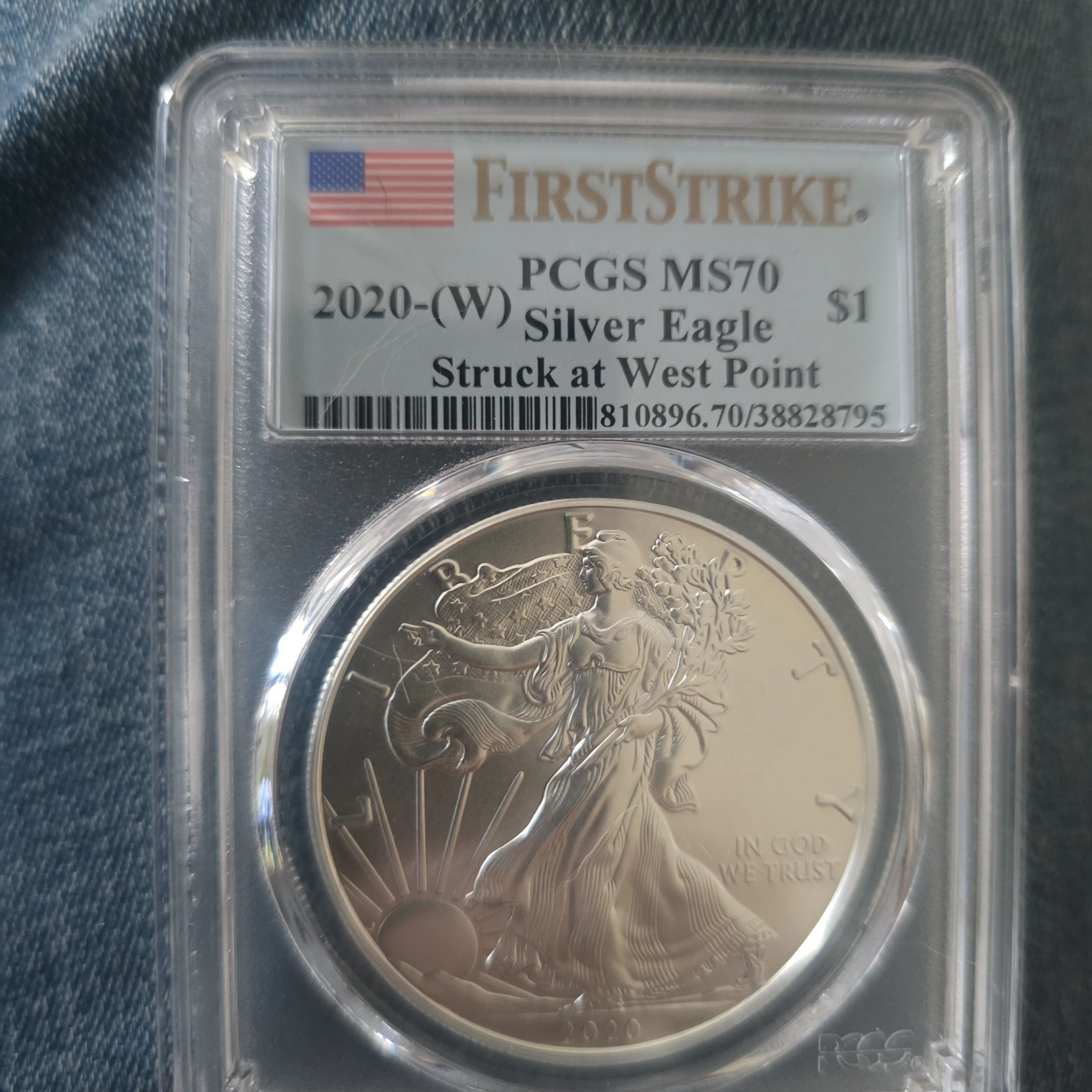 Product image for 2020-(W) $1 Silver Eagle Struck at West Point First Strike MS70 PCGS