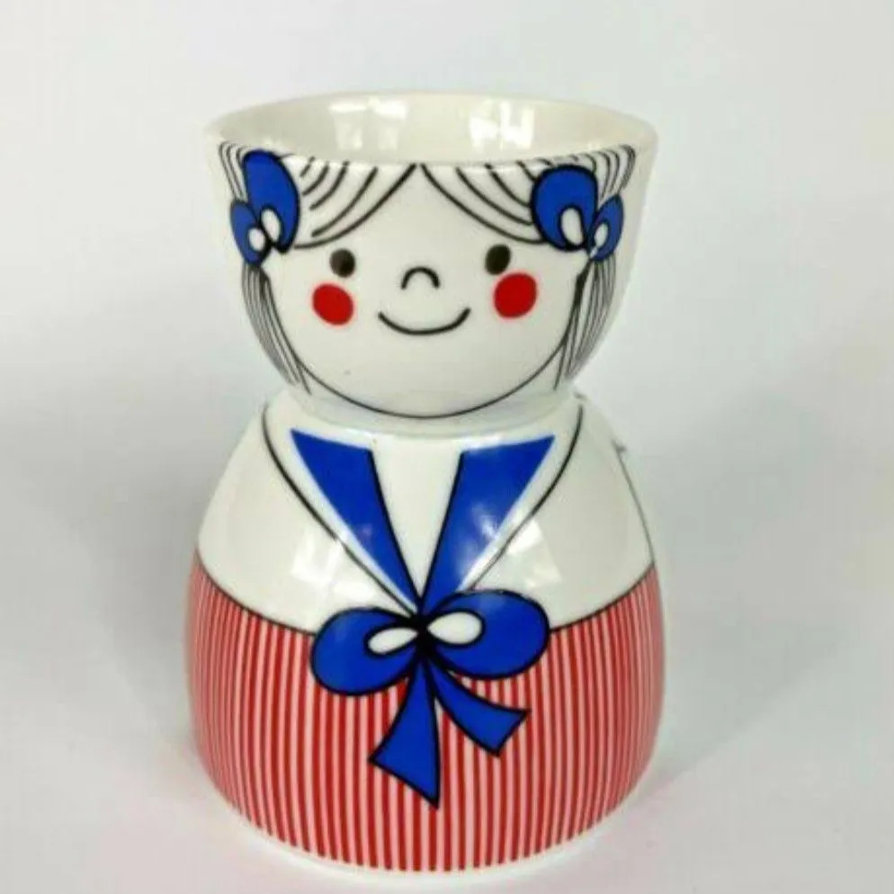 Product image for #35 Vintage Porcelain Girl Egg Cup by Bavarian Village West Germany