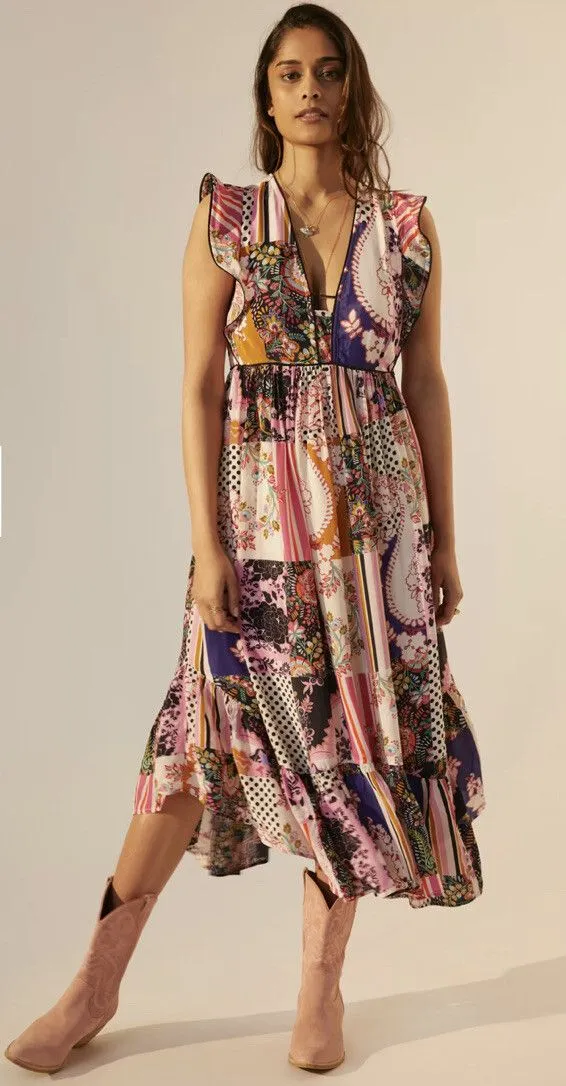 Product image for Anthropologie Ruffled Patchwork Dress - 8 $198
