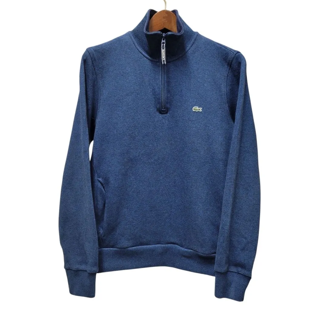 Product image for Lacoste Quarter-Zip Pullover 100% Cotton Size Medium Men's Excellent Condition