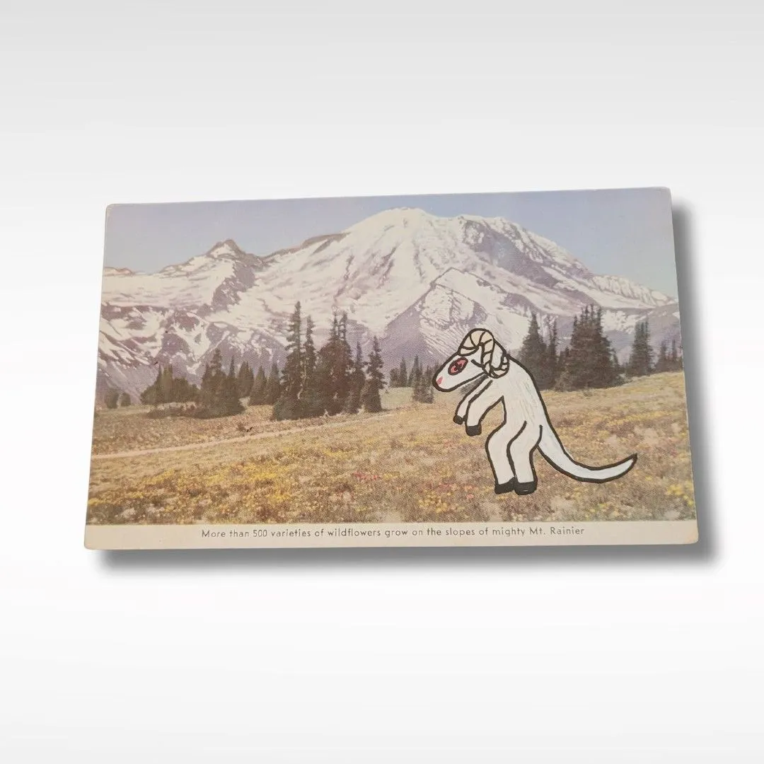 Product image for Handmade - Sheepsquatch at Rainier Altered Postcard