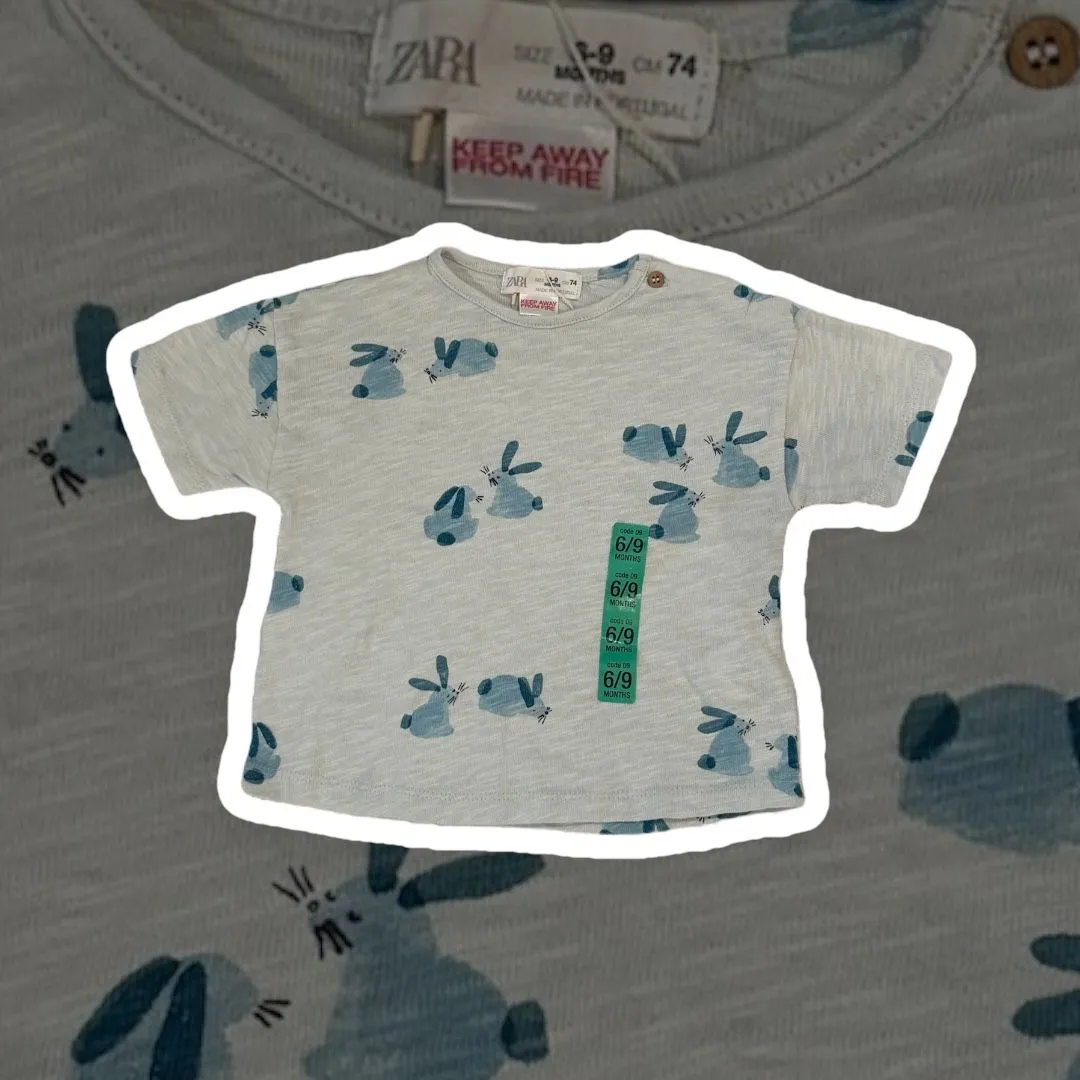 Product image for Zara Blue Rabbit Tee 6-9 months