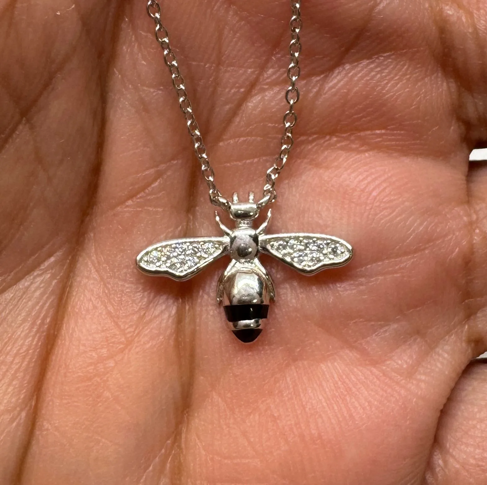 Product image for 925 Sterling Silver Cubic Zirconia Bug Pendant 17 Inches Necklace
