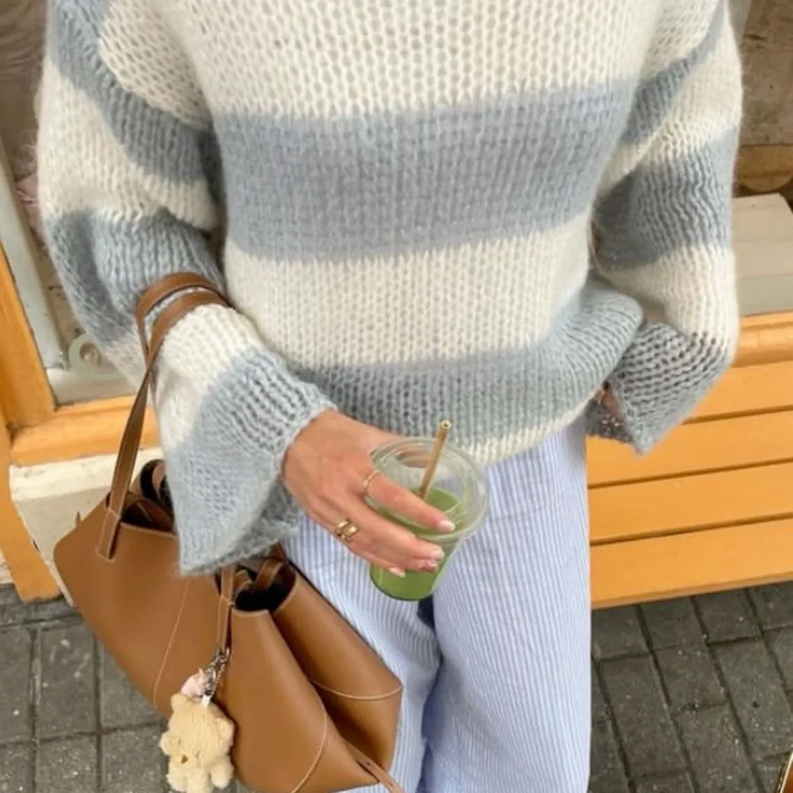 Product image for 22. Eileen Fisher Colorblock Linen Blend Sweater XS