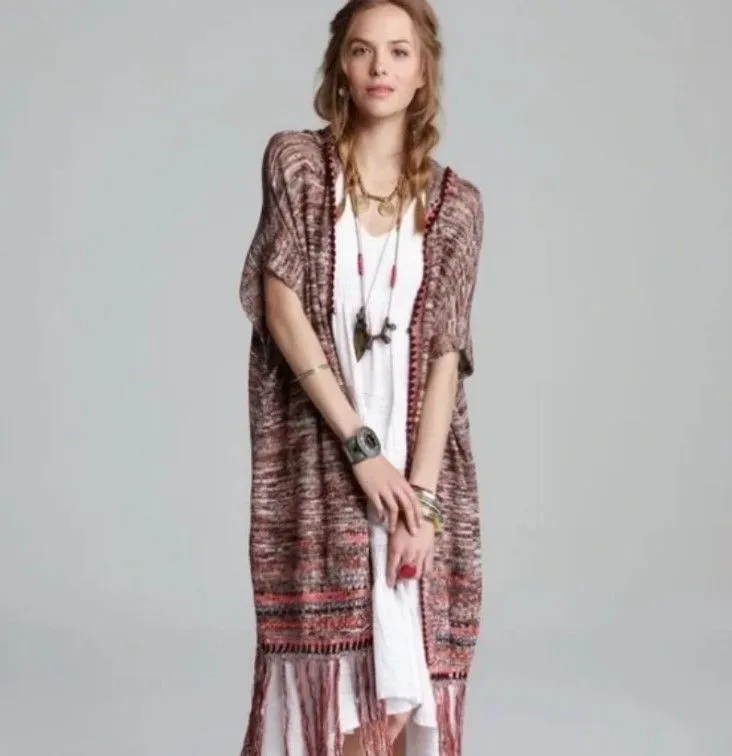 Product image for 61. Free People Jungle Heat Hooded Fringe Cardigan - S