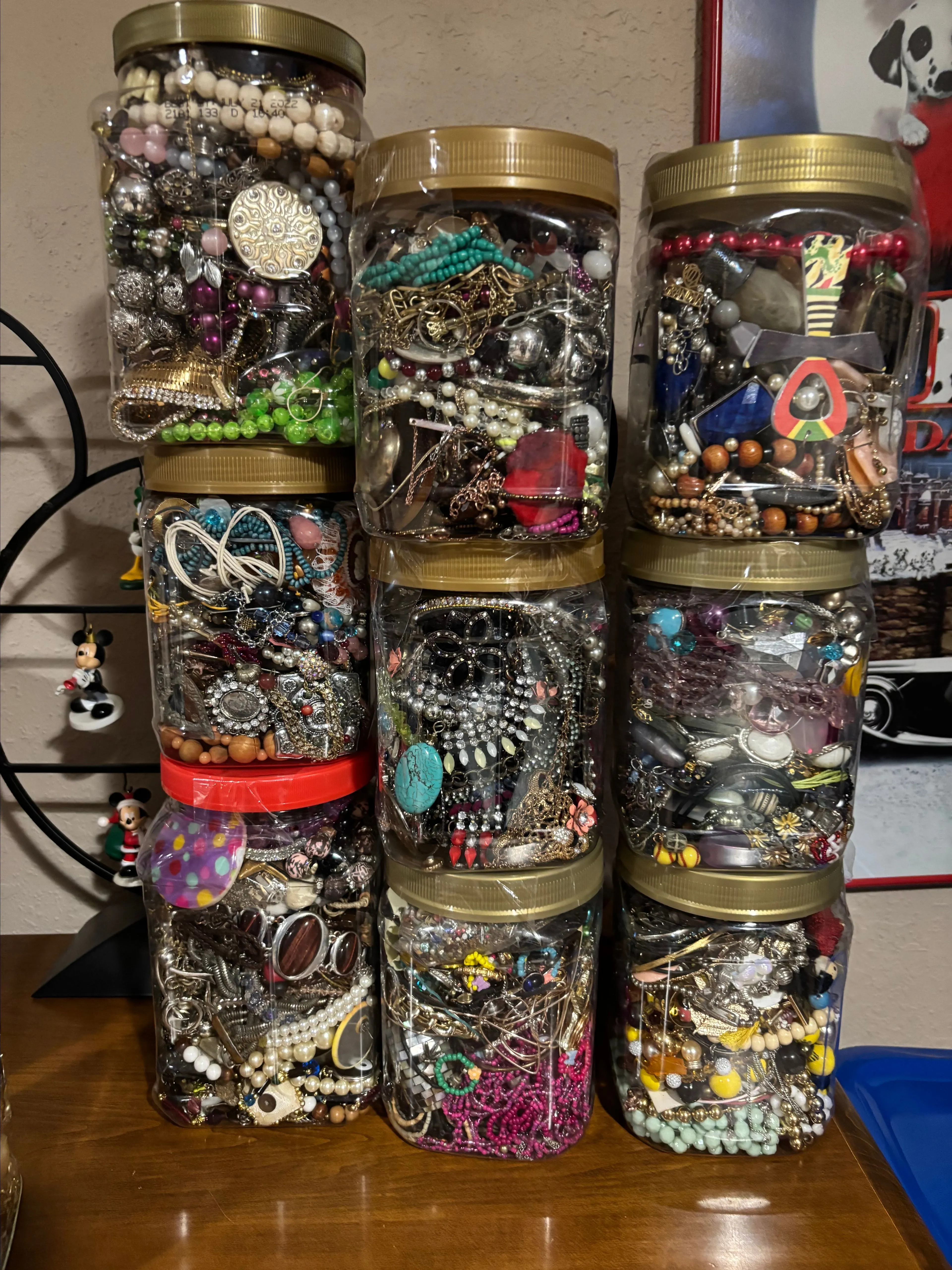 Product image for Craft jars filled with jewelry pieces and finding /repurpose 