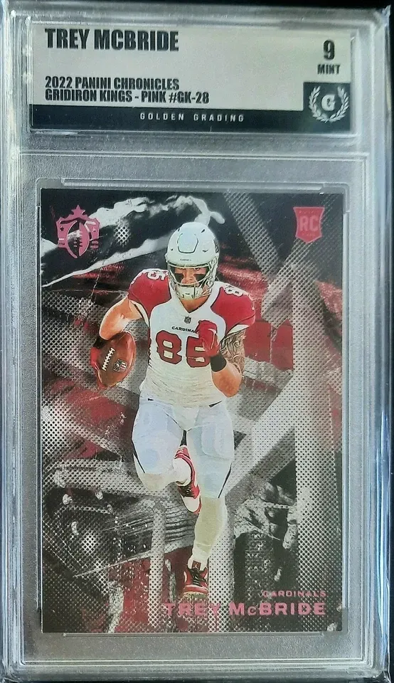 Product image for Trey McBride 2022 Panini Chronicles Gridiron Kings RC #GK-28 Pink Golden Grading (GG) 9 Mint