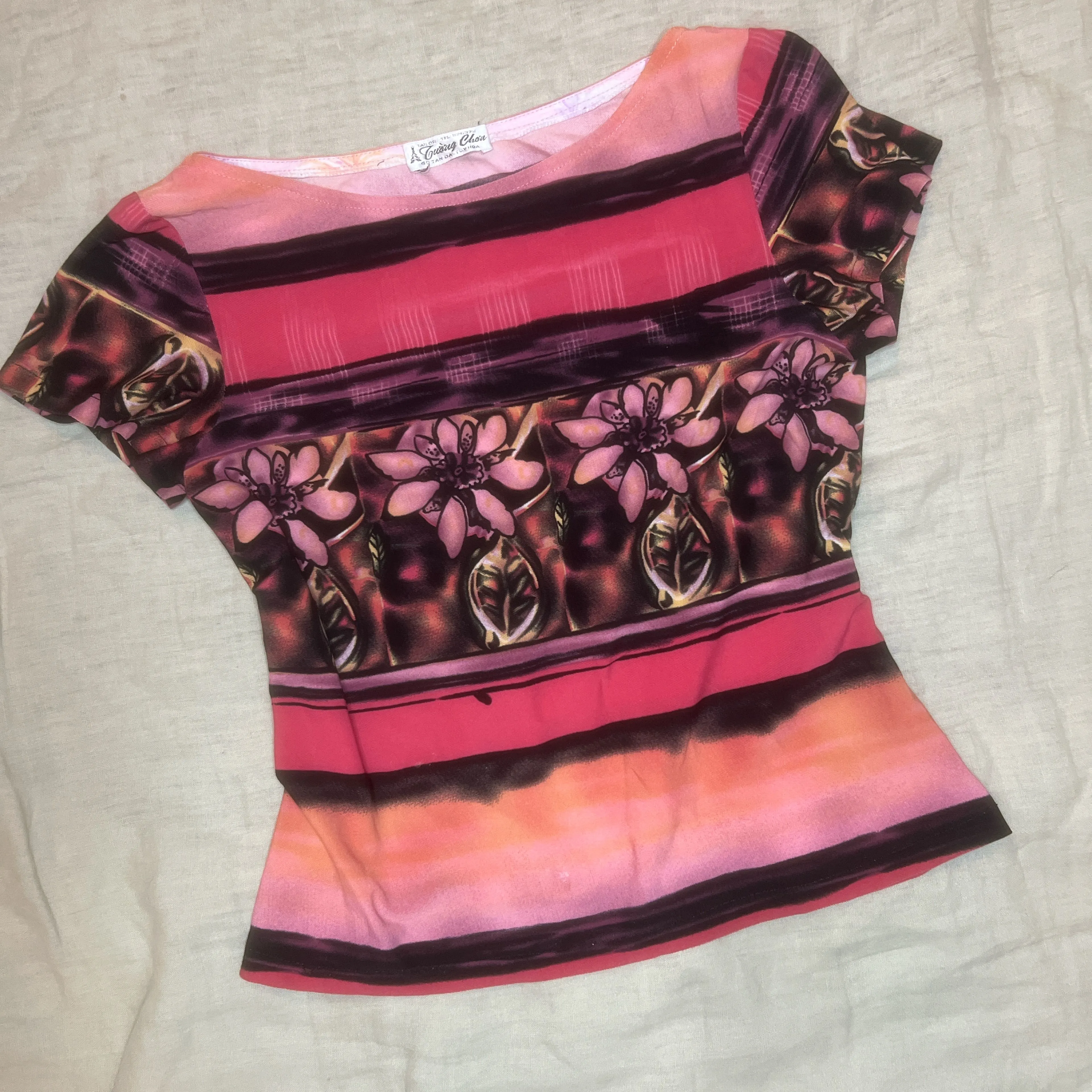 Product image for micro mesh hawaiian scoop neck top