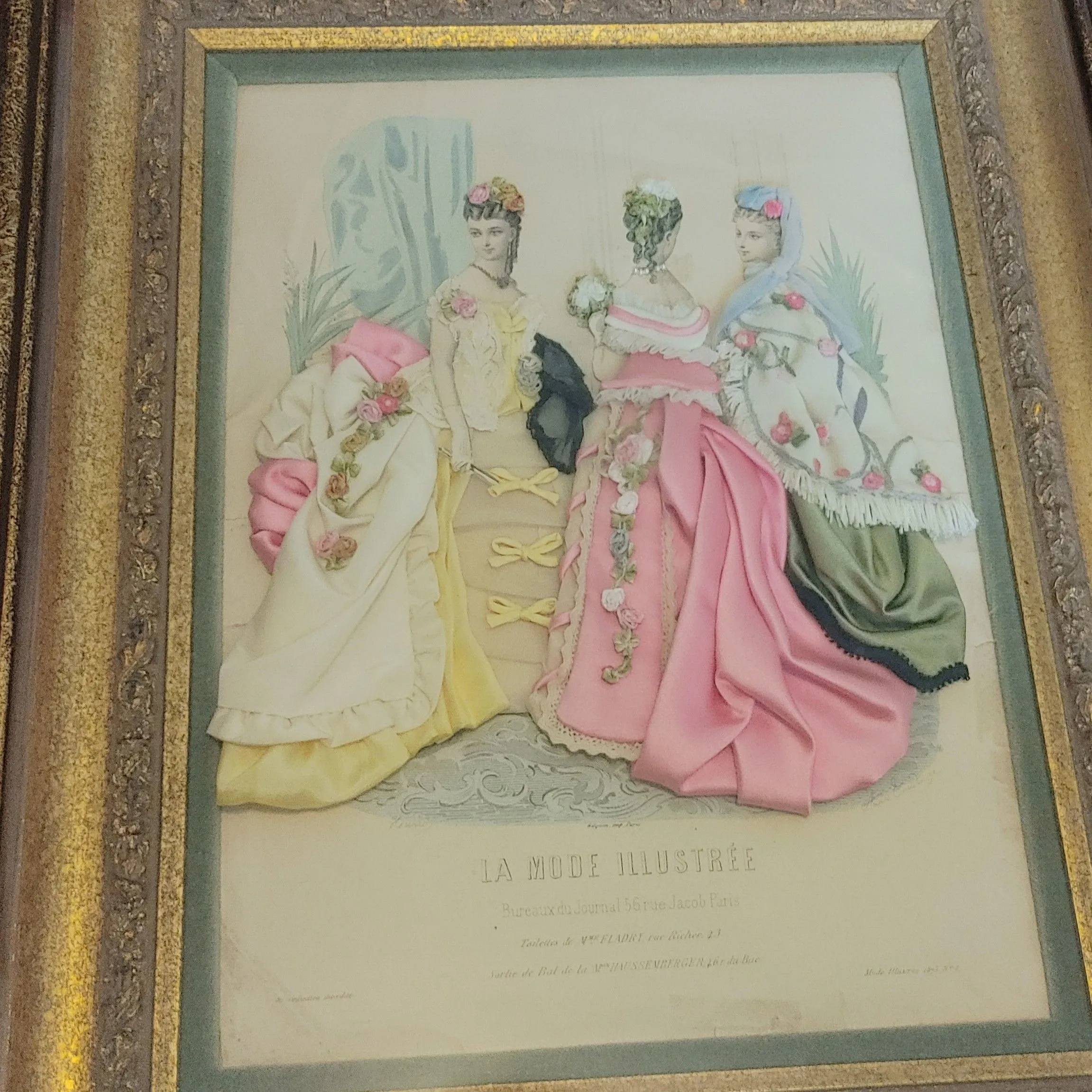 Product image for Antique La Mode Illustree Fabric Embellished Shadow Box