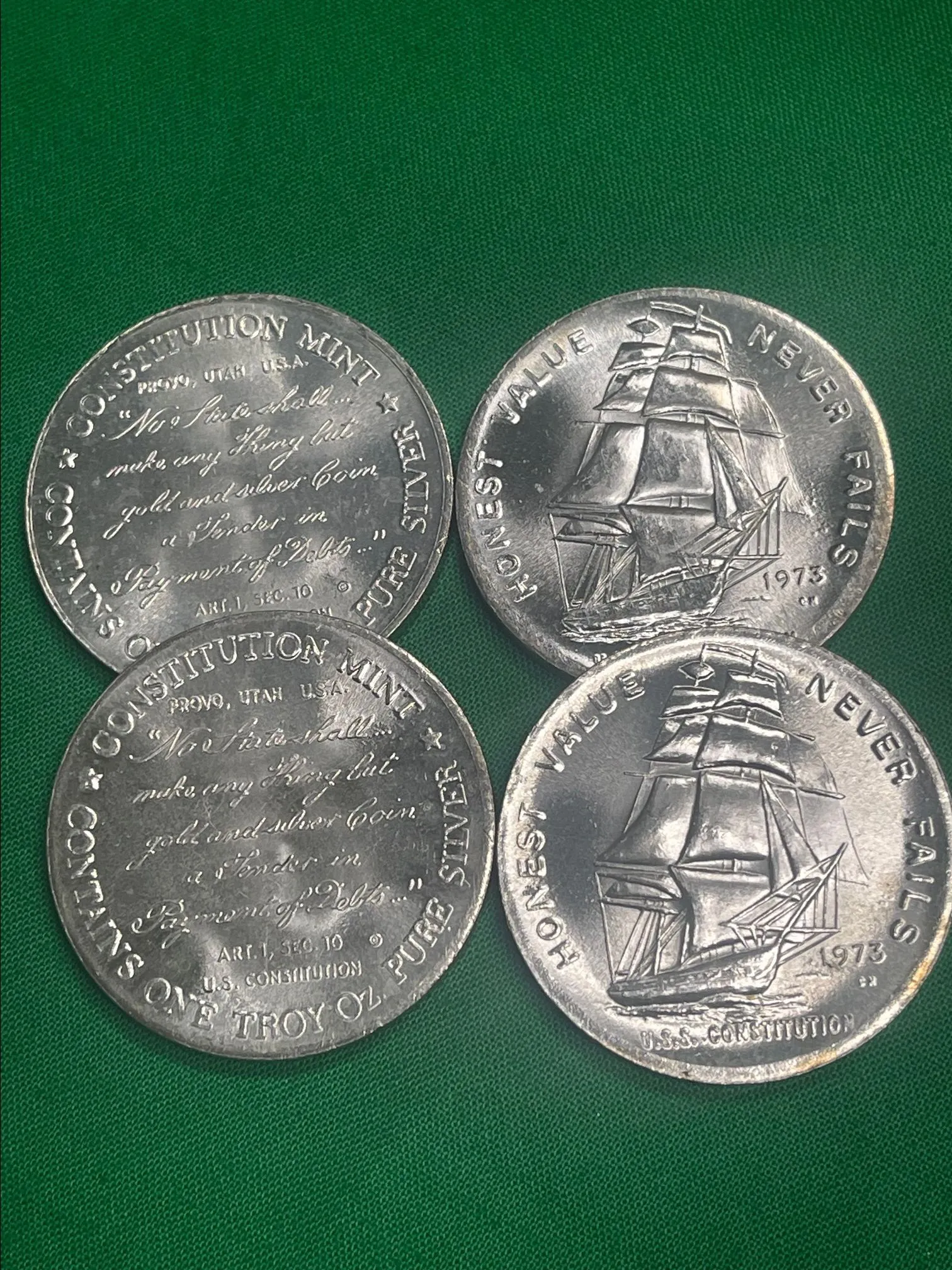 Product image for 1973 .999 Silver Round "Honest Value Never Fails" 