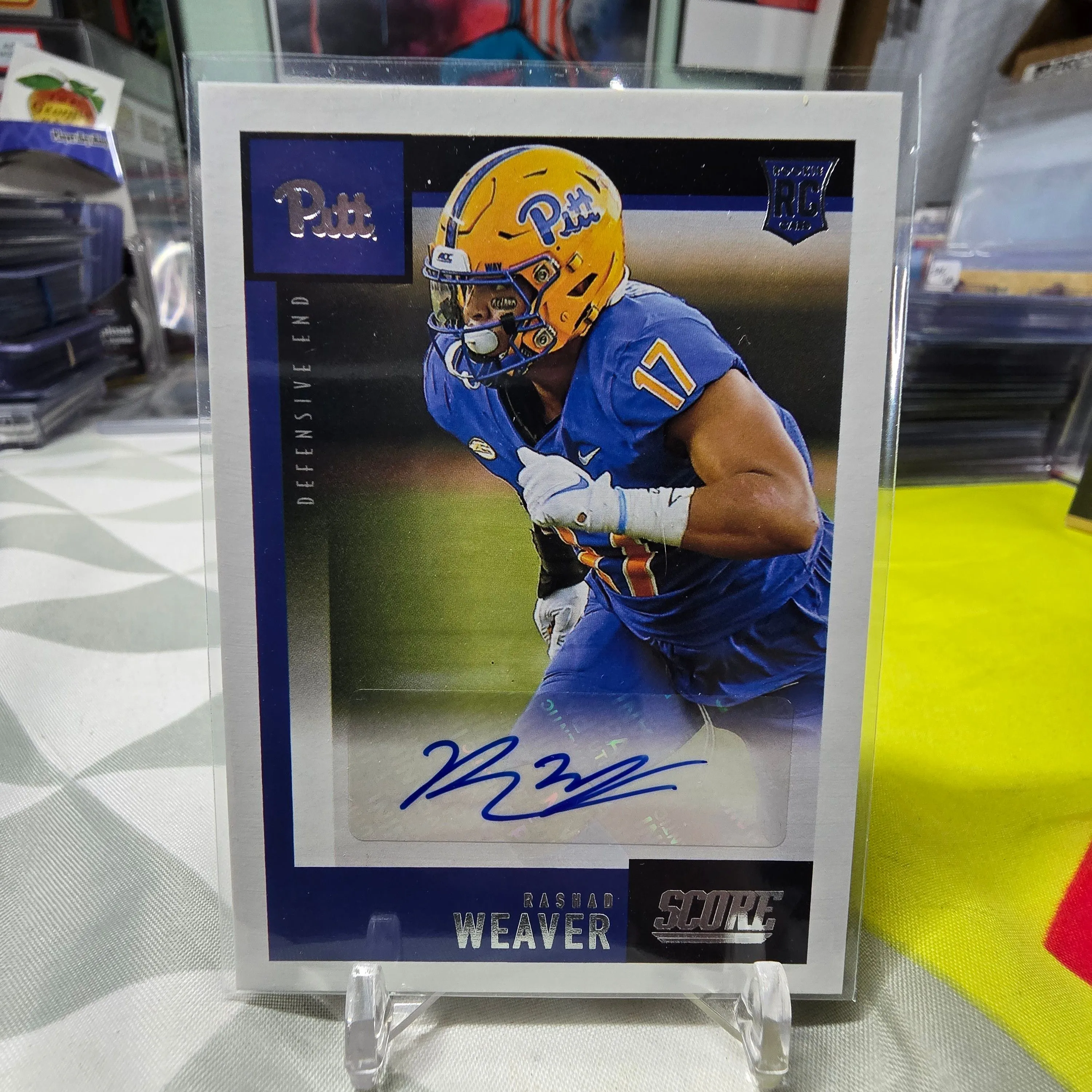 Product image for 2021 Panini Chronicles Draft Picks Score Rookie Rashad Weaver Auto RC Pitt