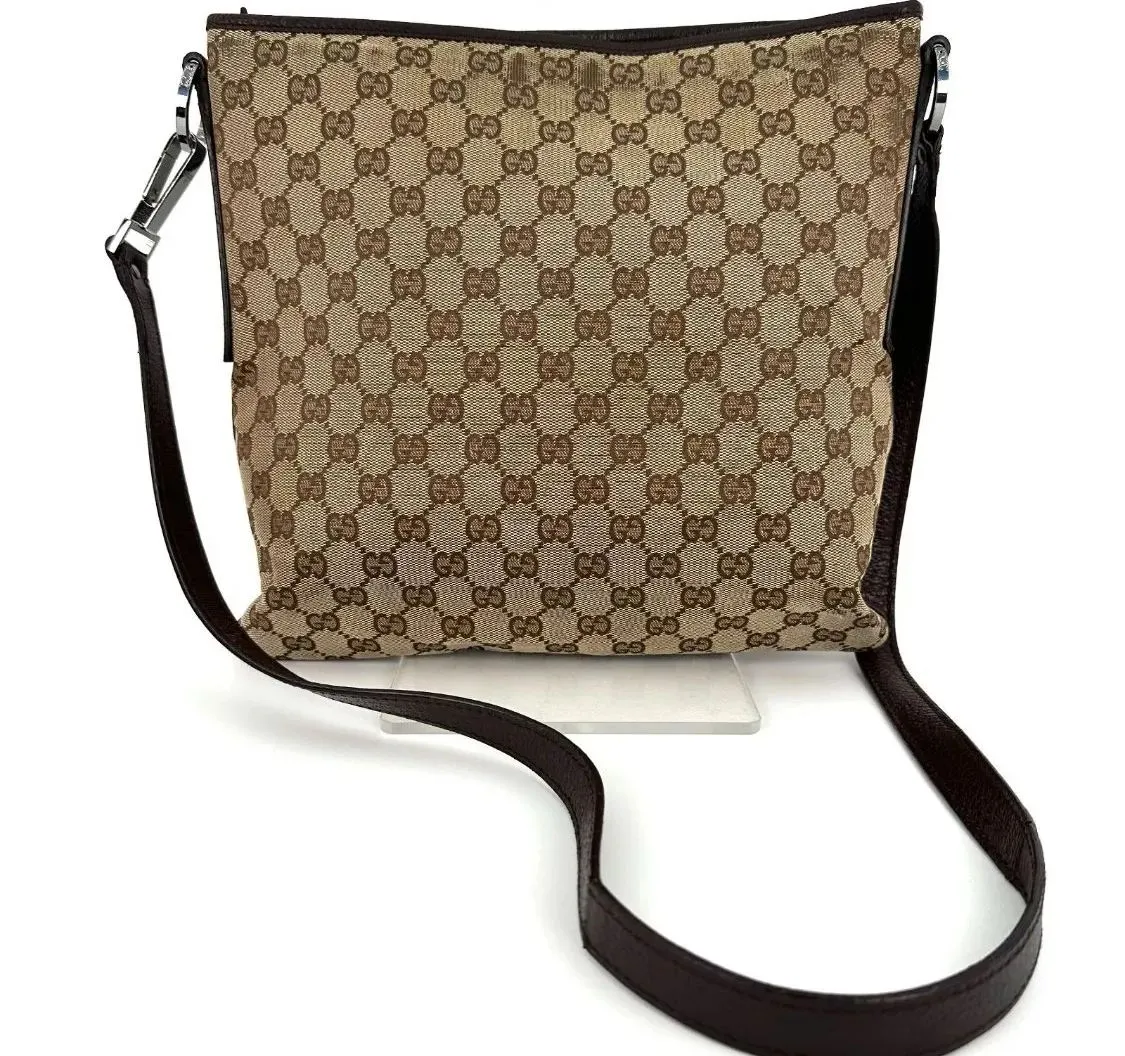 Product image for Gucci GG Canvas Leather Shoulder Bag Authentic Brown PREOWNED
