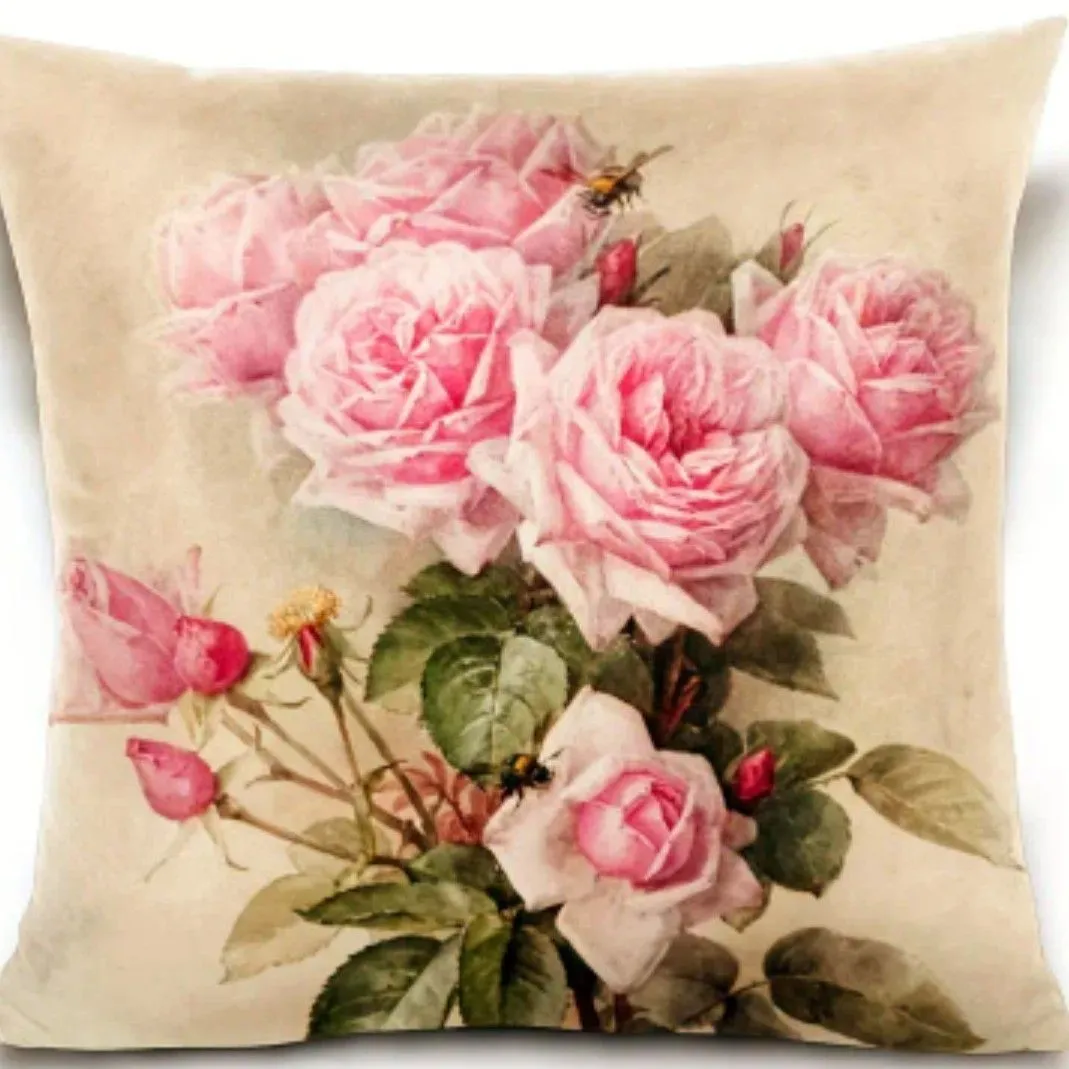 Product image for NEW CANVAS floral PILLOW CASE with zipper