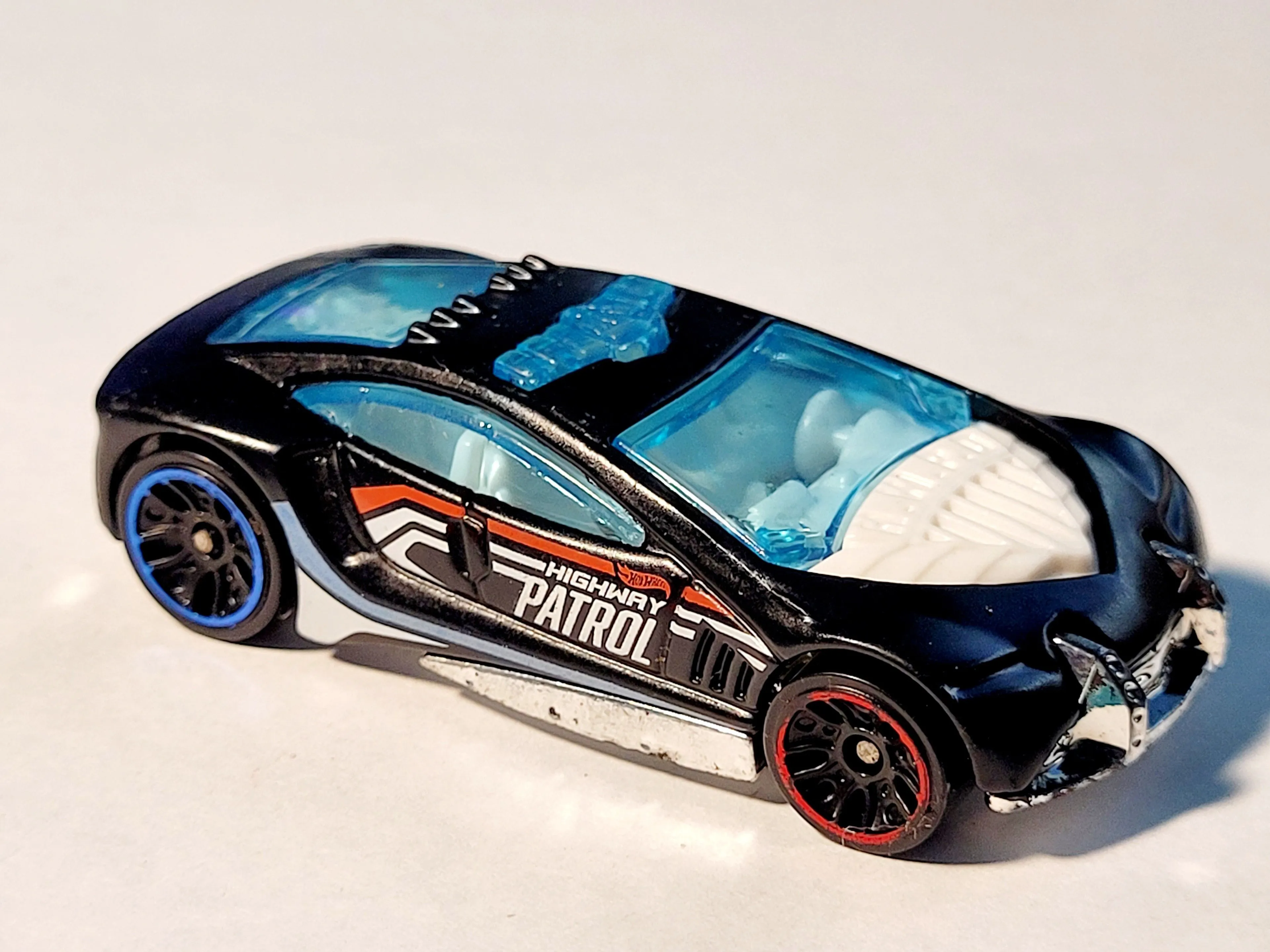 Product image for 2010 Hot Wheels Speed Trap Black/Blue Highway Patrol Die-Cast 1:64 Mattel Car Scuffed Used Condition