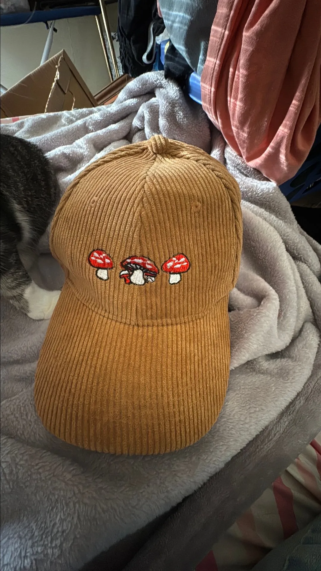 Product image for Corduroy mushroom embroidered hat