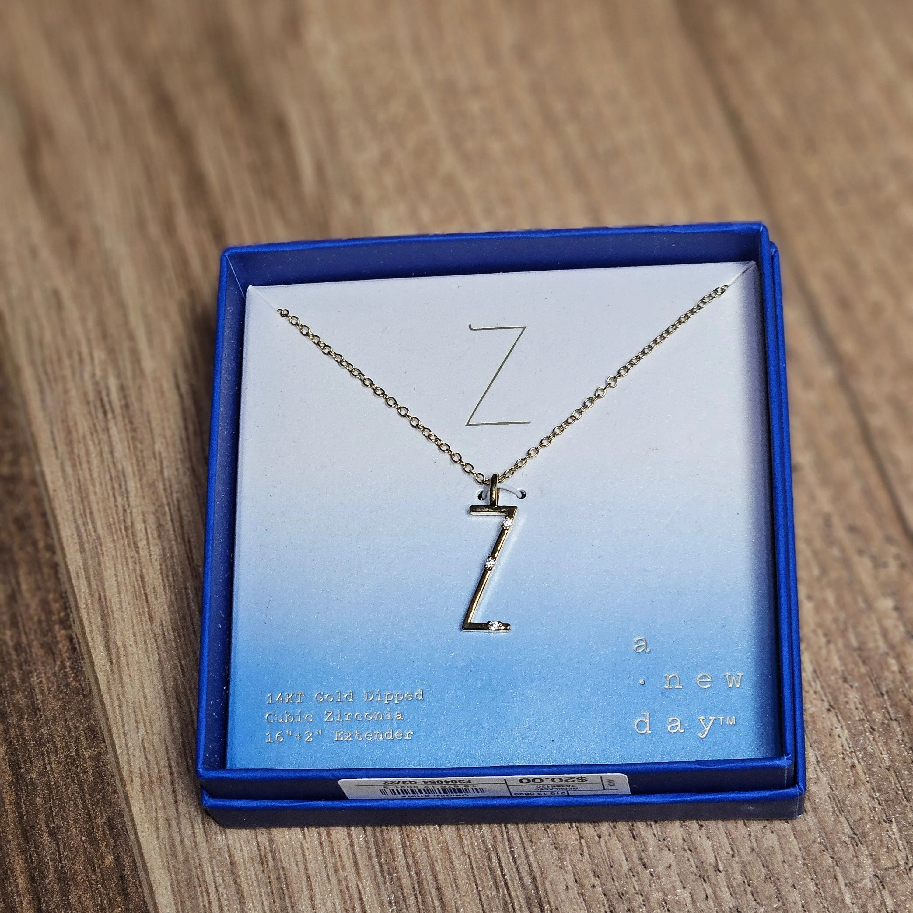 Product image for A New Day Gold Toned Z Initial Necklace NIB