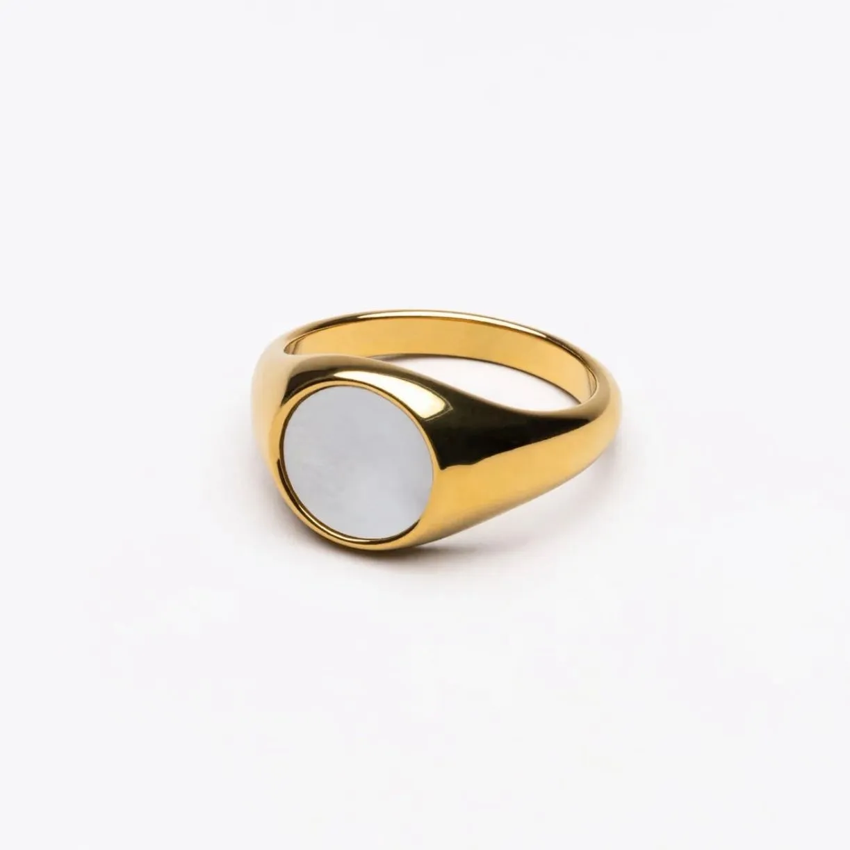 Product image for Genuine Mother Of Pearl 18k Gold Plated Vintage Women's Ring By North Jewelry