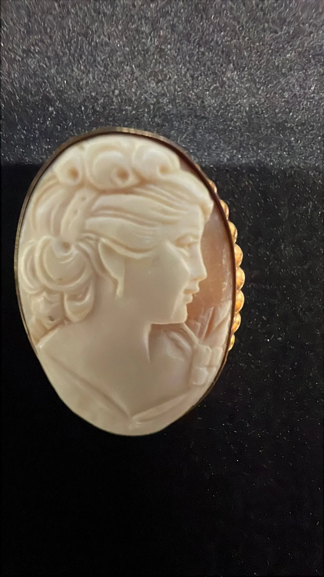 Product image for #005 Antique 12K Gold-Filled Shell Cameo Brooch/Pendant – 1/20 12K G.F. Vintage Elegance