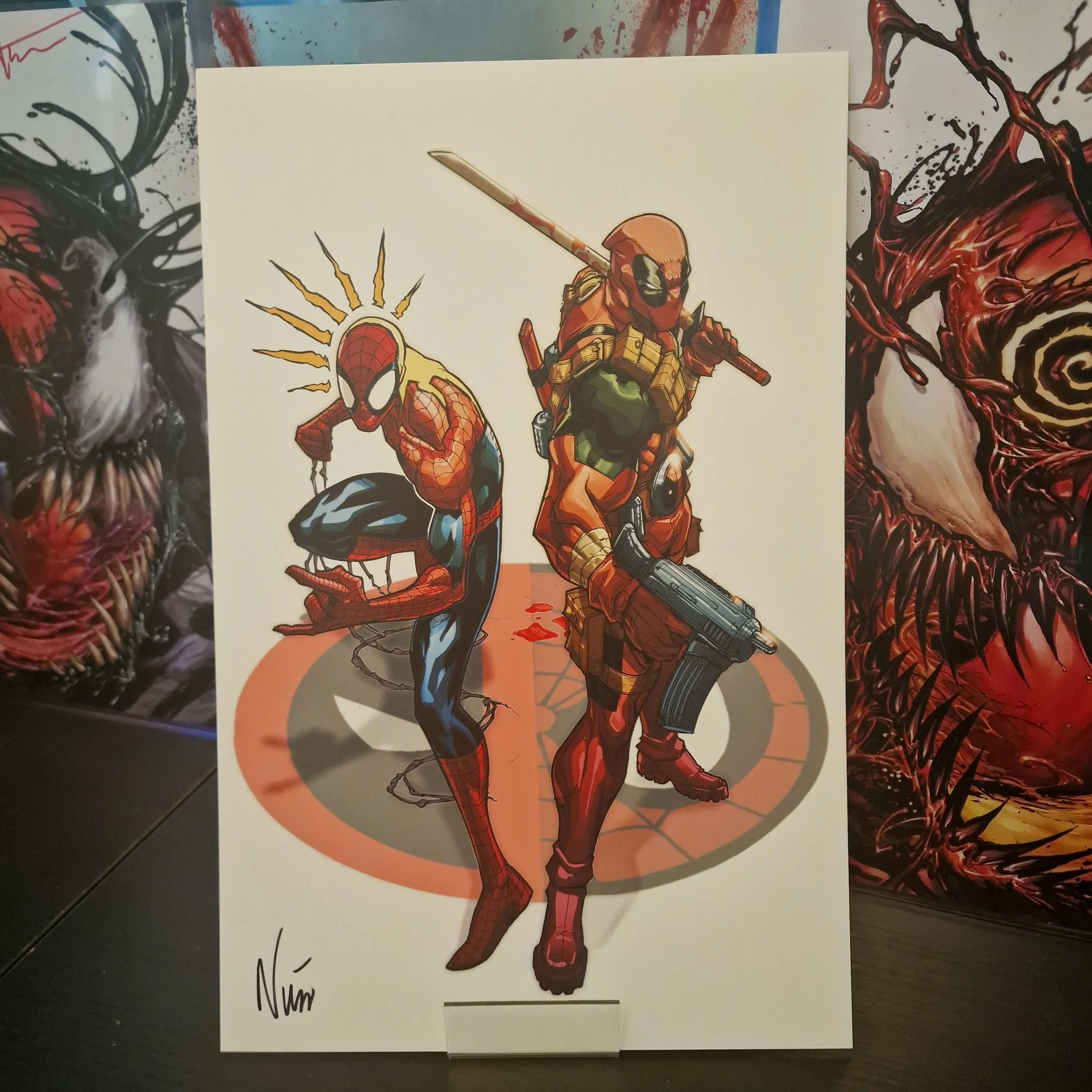 Product image for 04. Art Print 06. Spider-Man Deadpool 11x17 Art Print Signed by Eddie Nunez w/COA