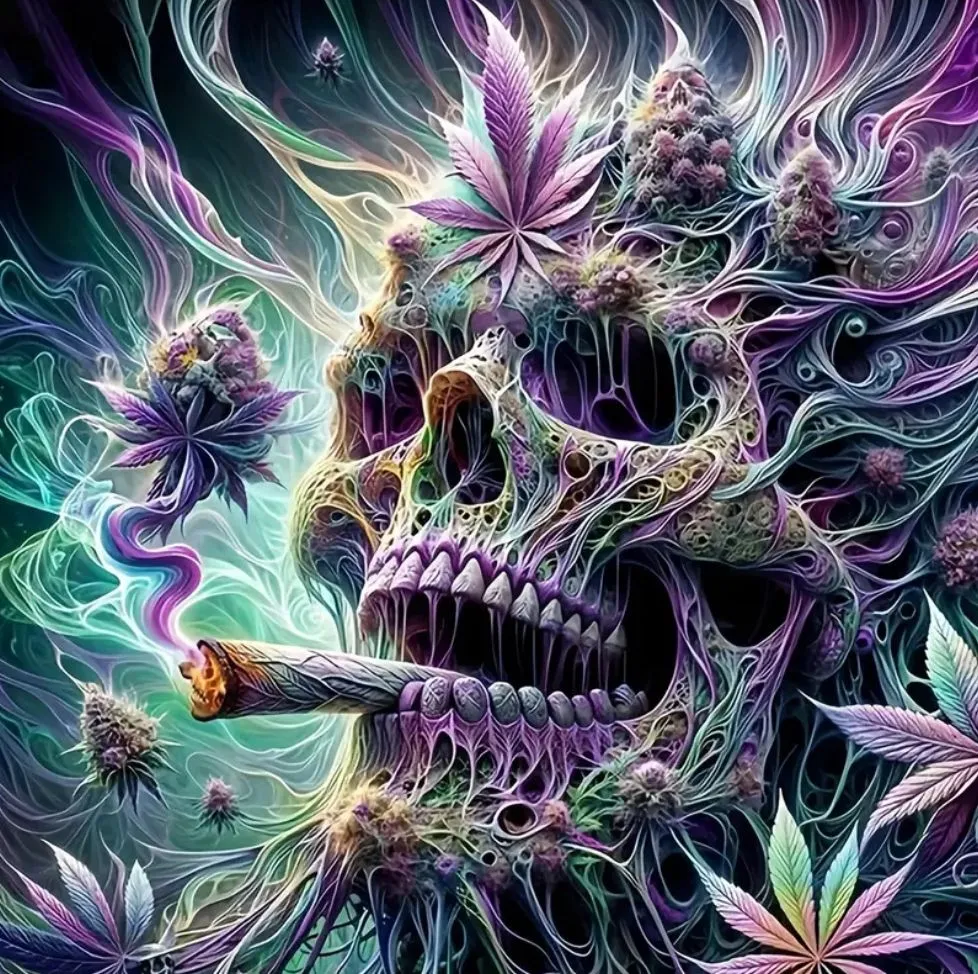 Product image for #276 Skull and Cigarette 20cm X 20cm Diamond Painting Art Kit
