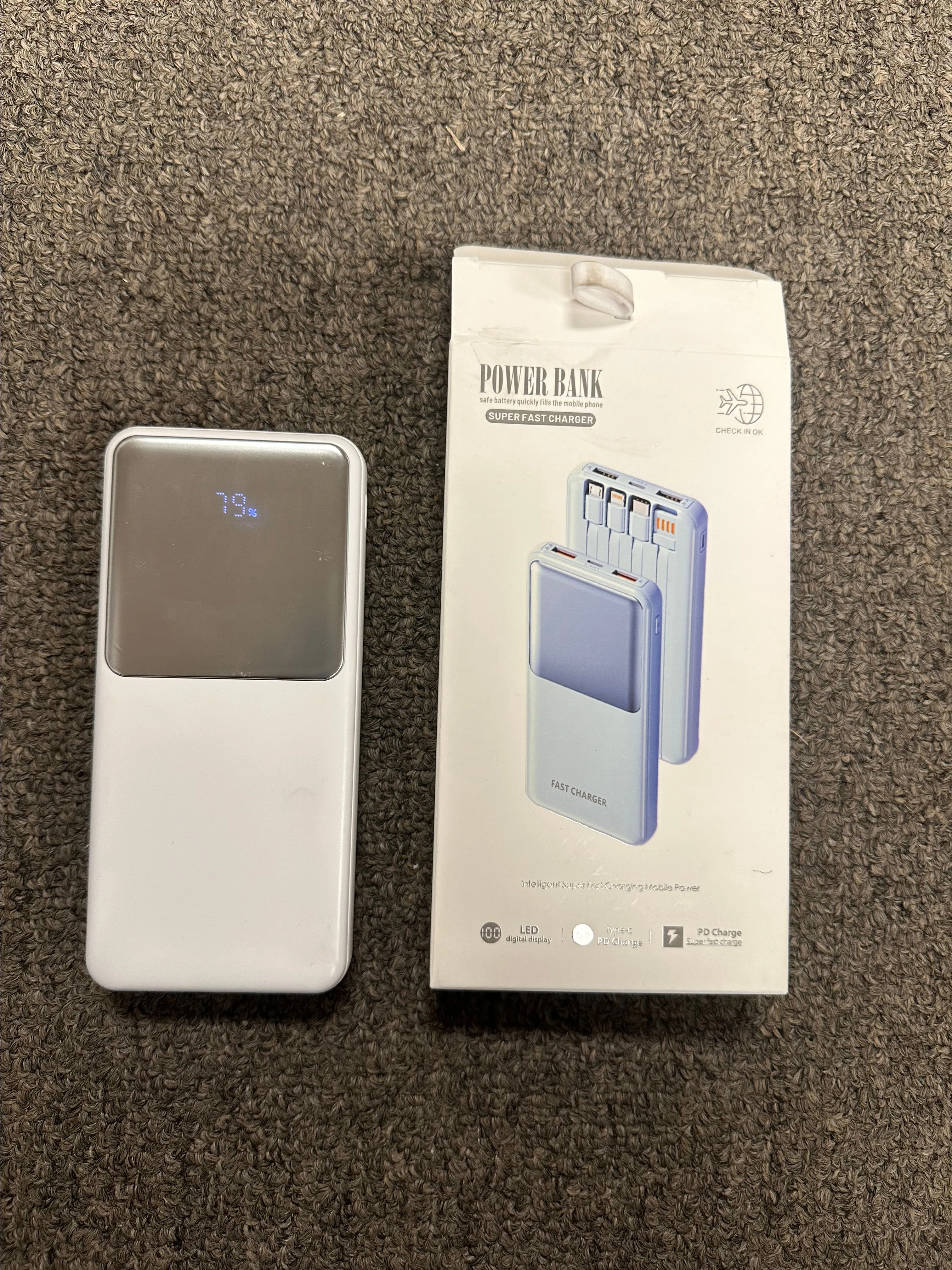 Product image for Portable Charger Power Bank - 10000mAh Fast Charging Portable Battery Pack with Built in USB-C(22.5W
