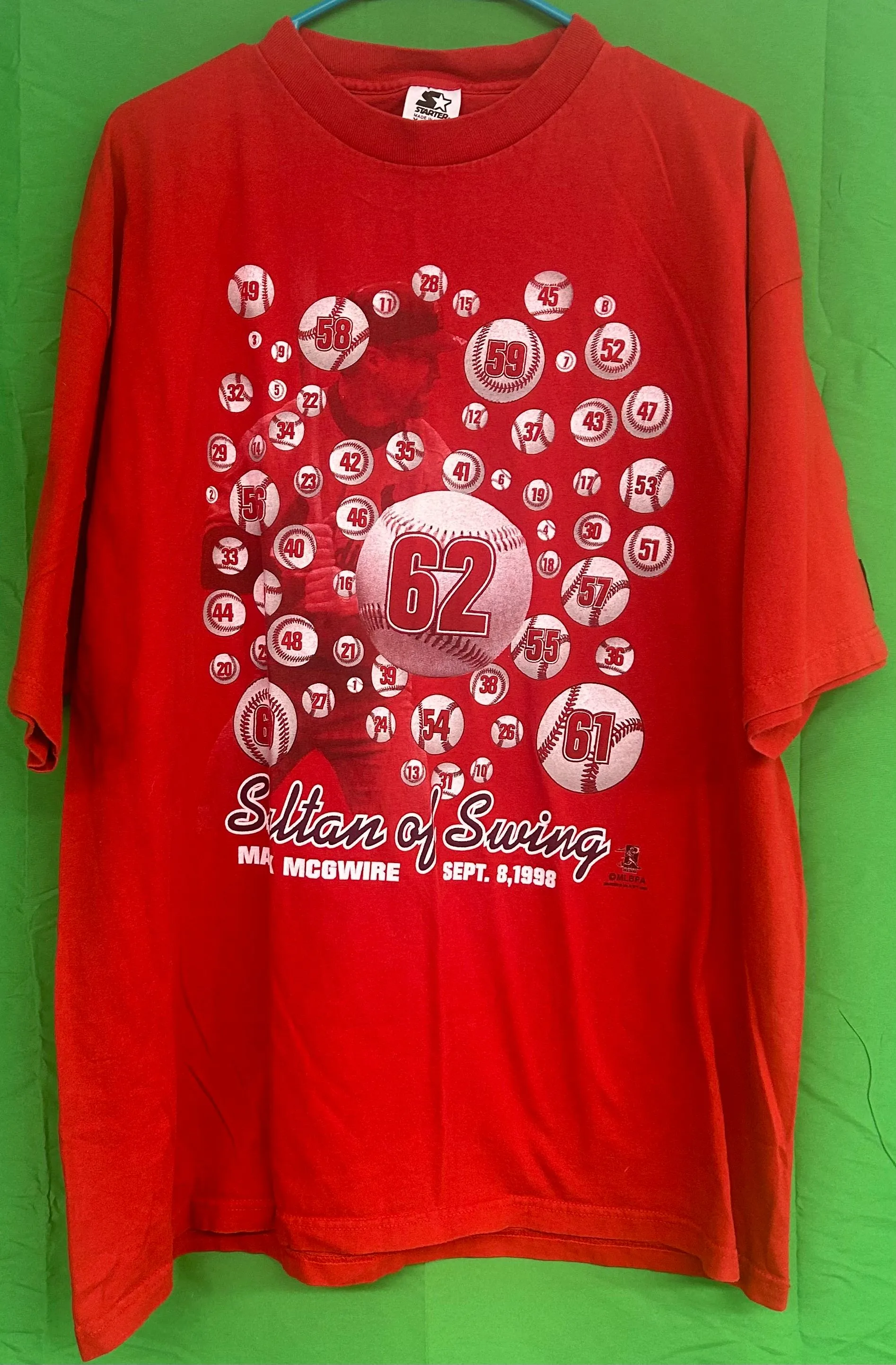 Product image for Vintage Mark McGwire “Sultan of Swing” Starter Shirt (Large)