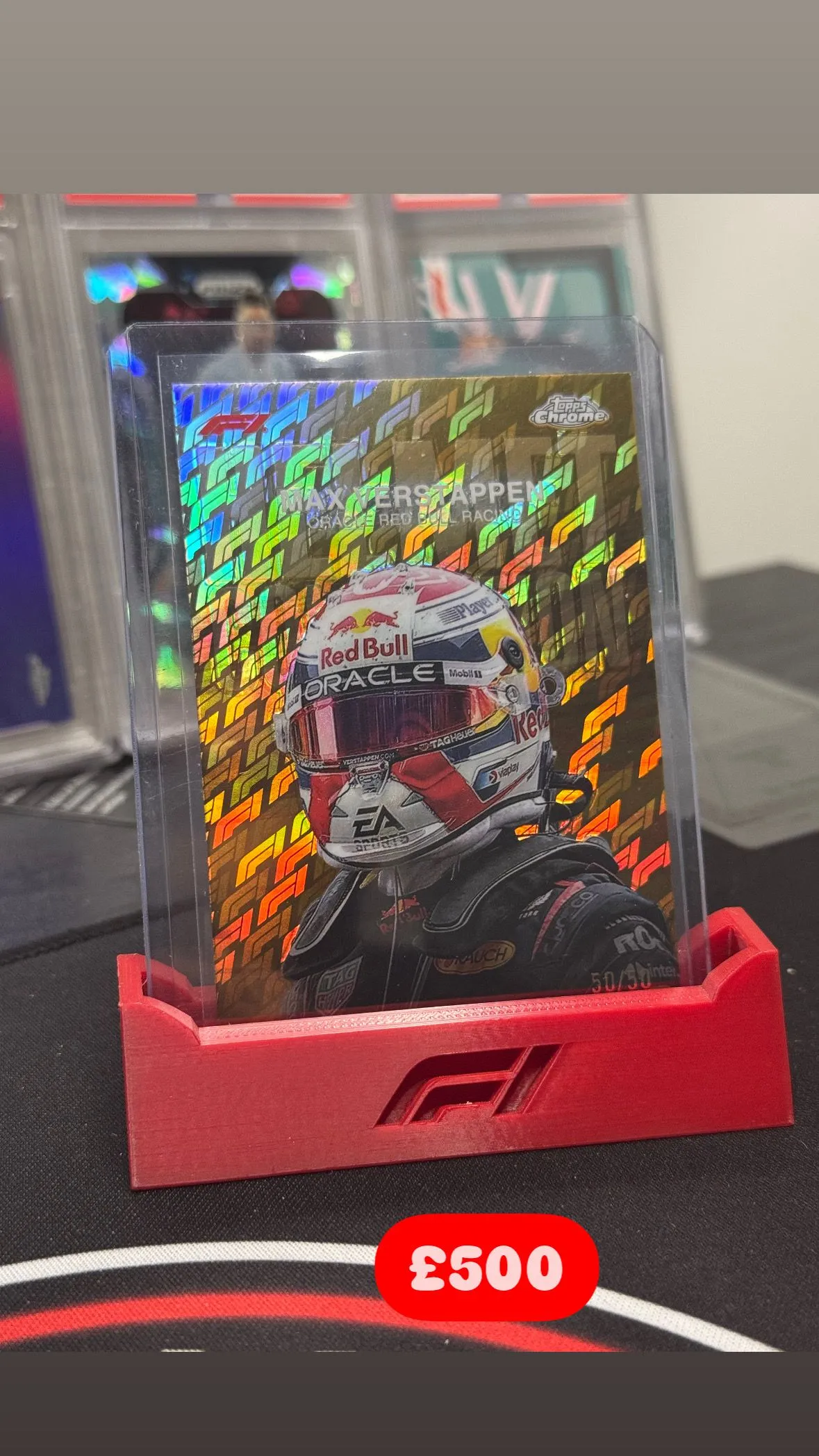 Product image for 2024 Topps Chrome Formula 1 Logofractor - Max Verstappen Gold Helmet /50
