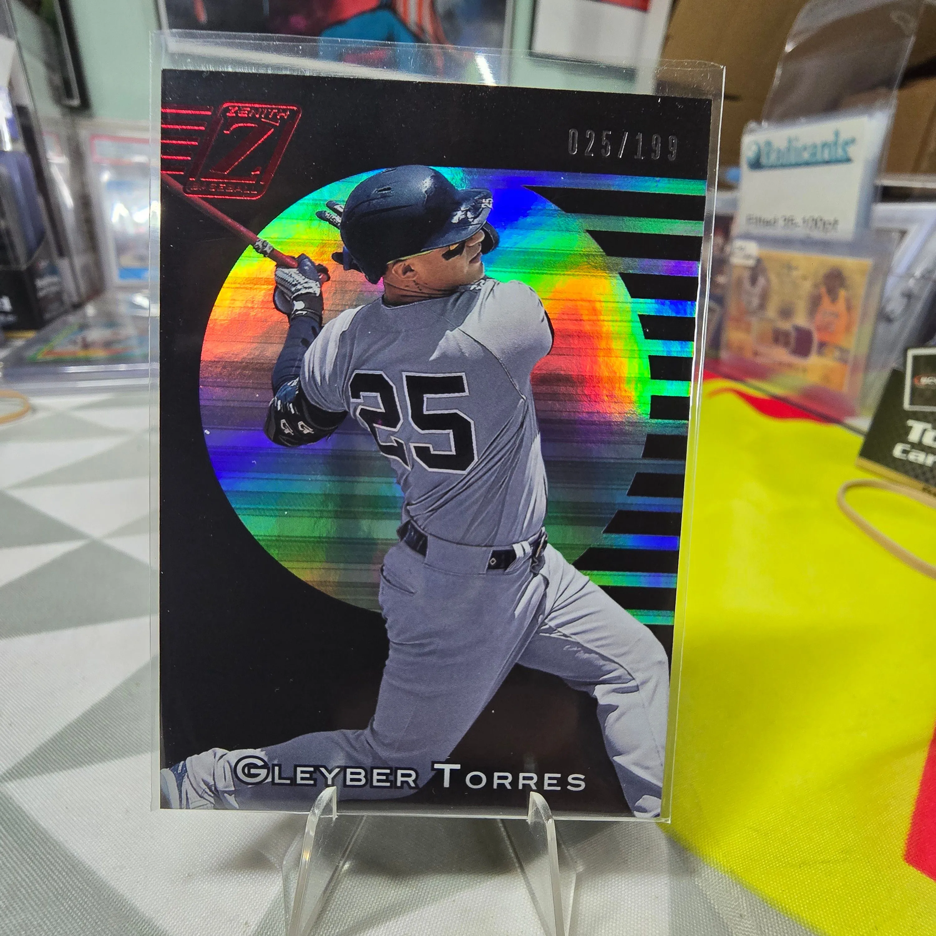 Product image for 2021 Panini Chronicles Zenith Red 25/199 Gleyber Torres #14 Jersey Match NY Yankees