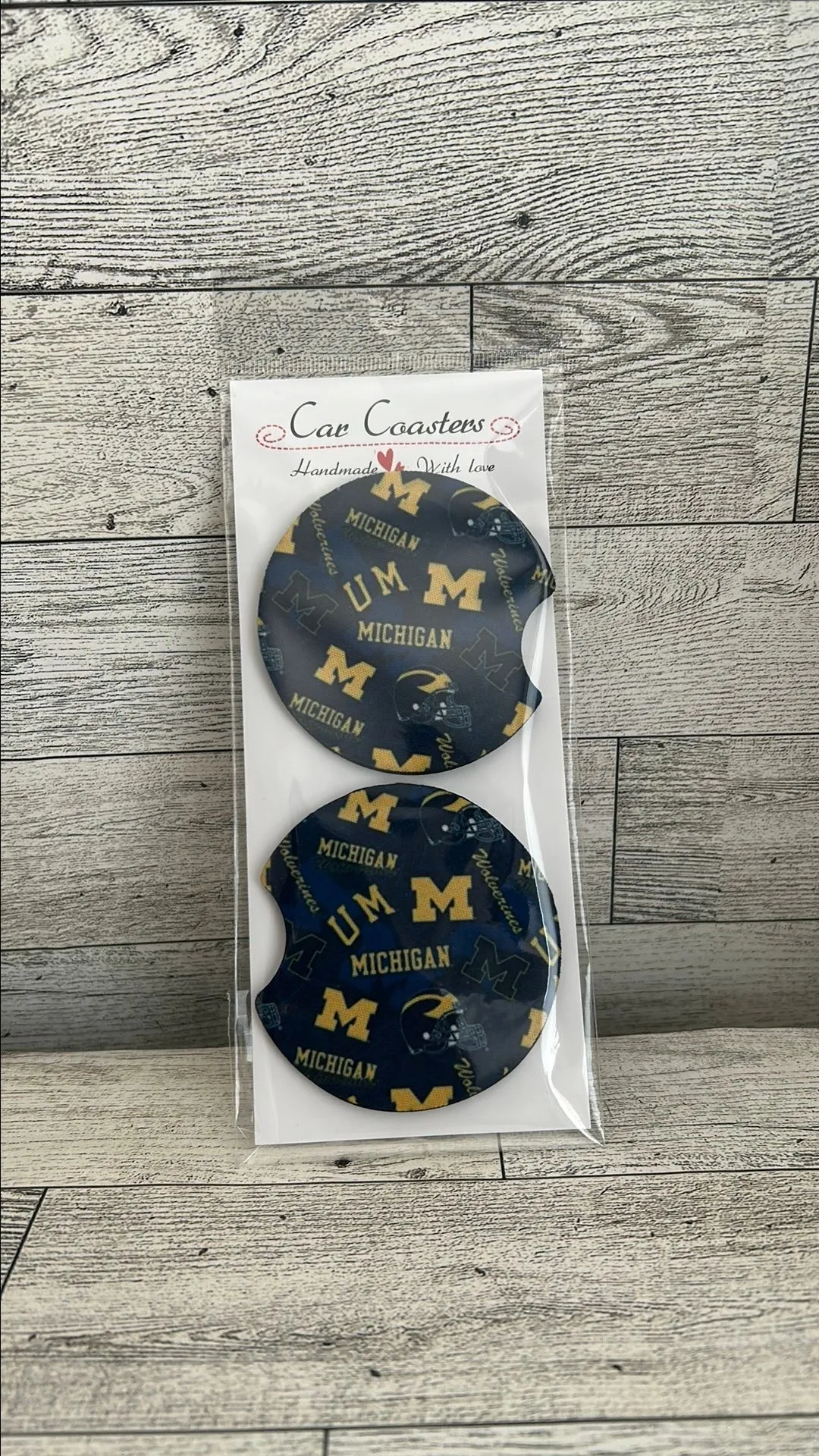 Product image for Michigan wolverine’s car coasters