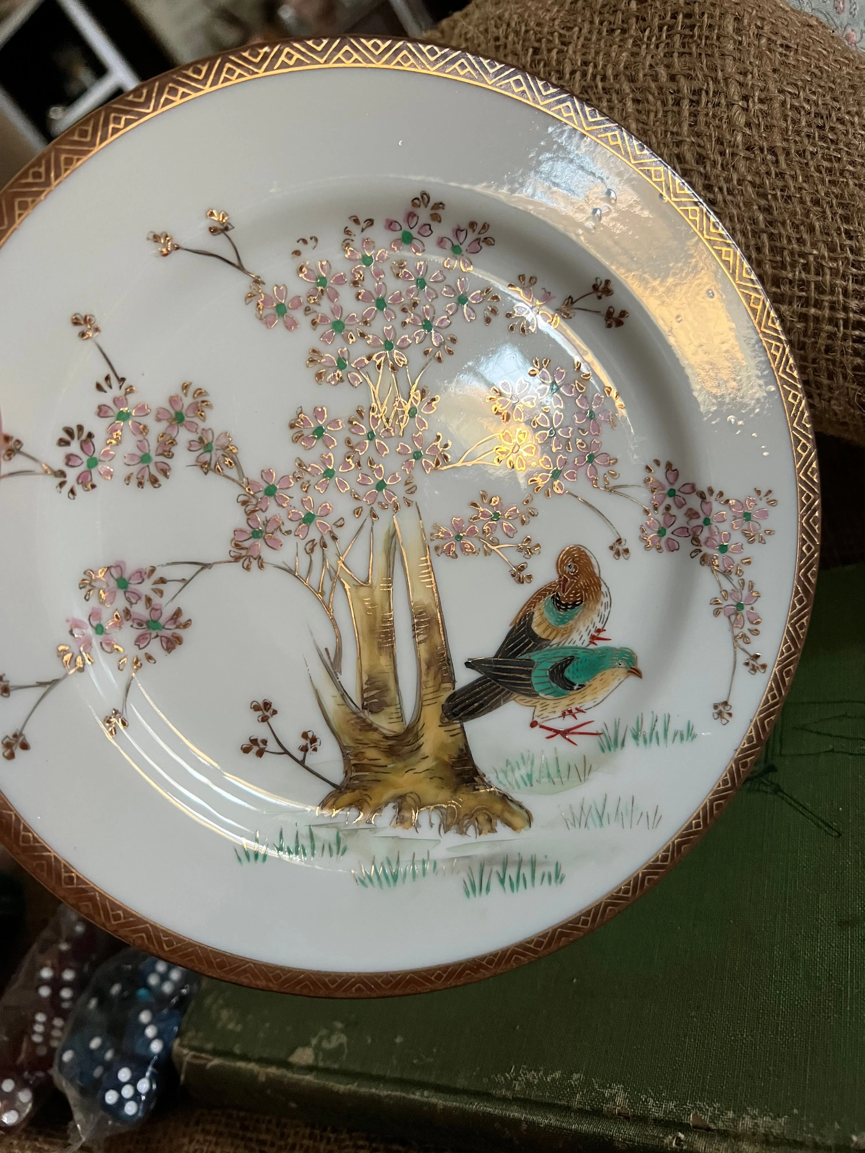 Product image for Gold inlaid salad plate with birds