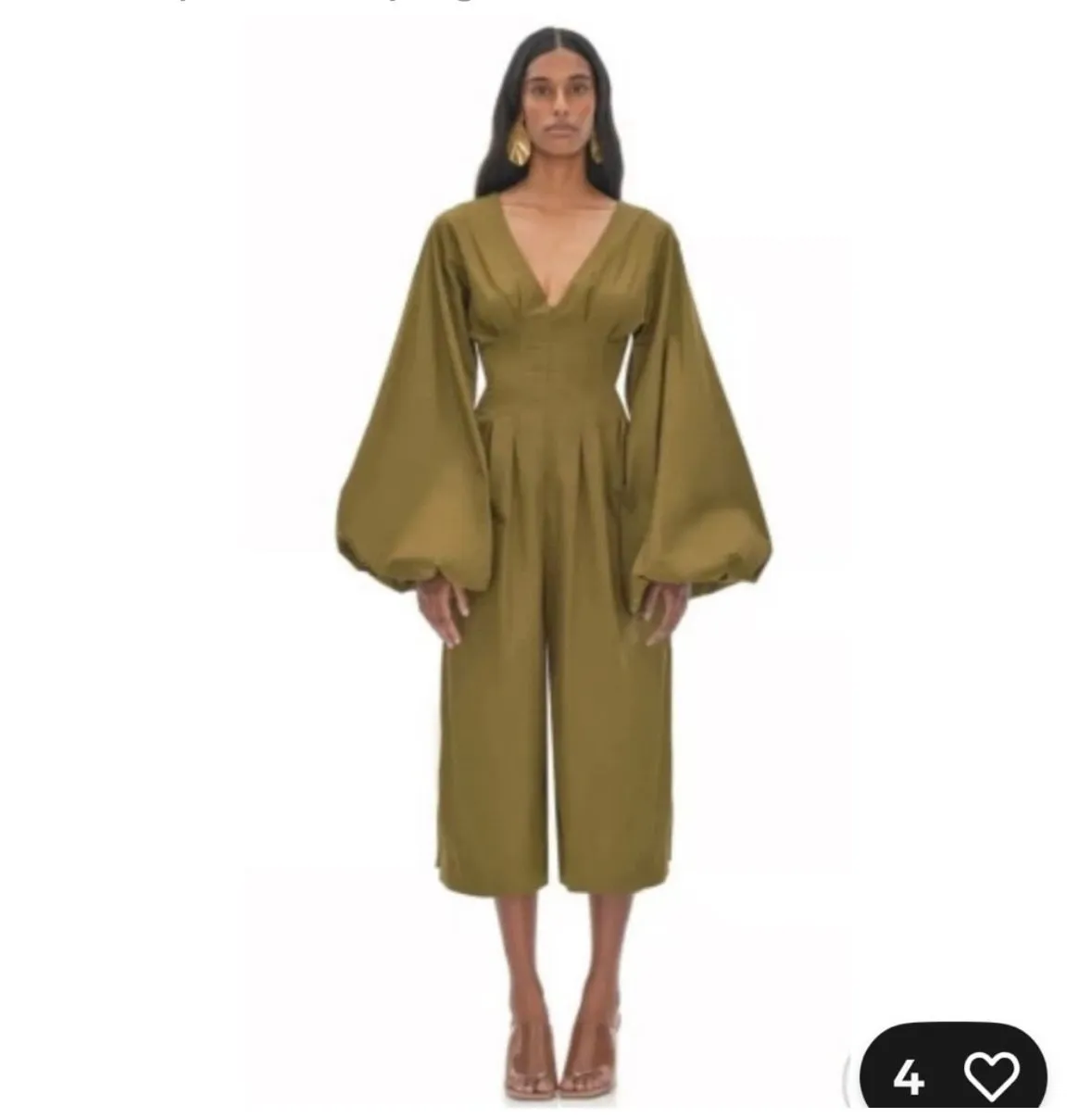 Product image for 40 NWT 269.00 Andrea Iyamah NIA CULOTTE OLIVE JUMPSUIT  XSMALL