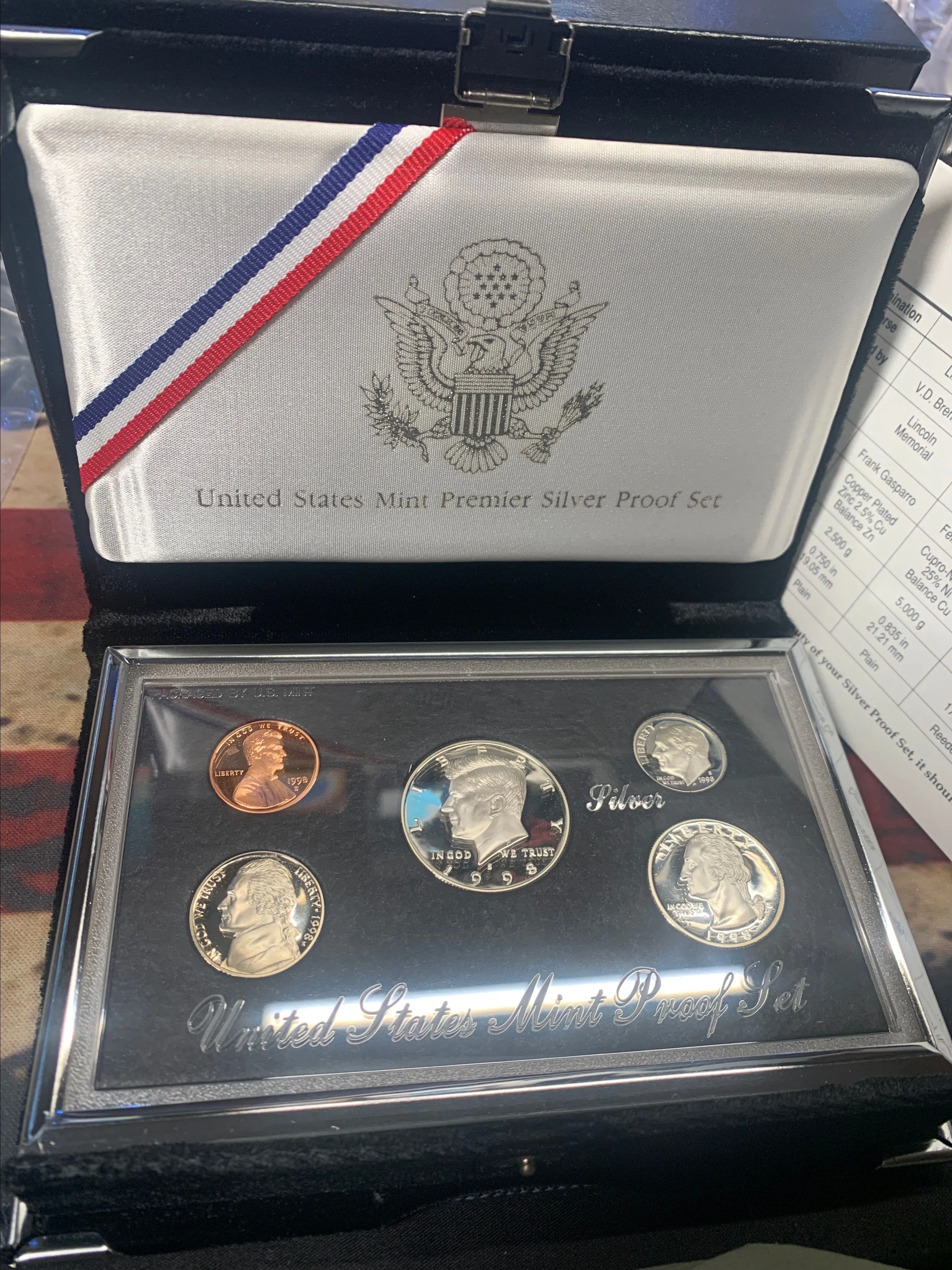 Product image for 1998 Premier United States Silver proof set ogp