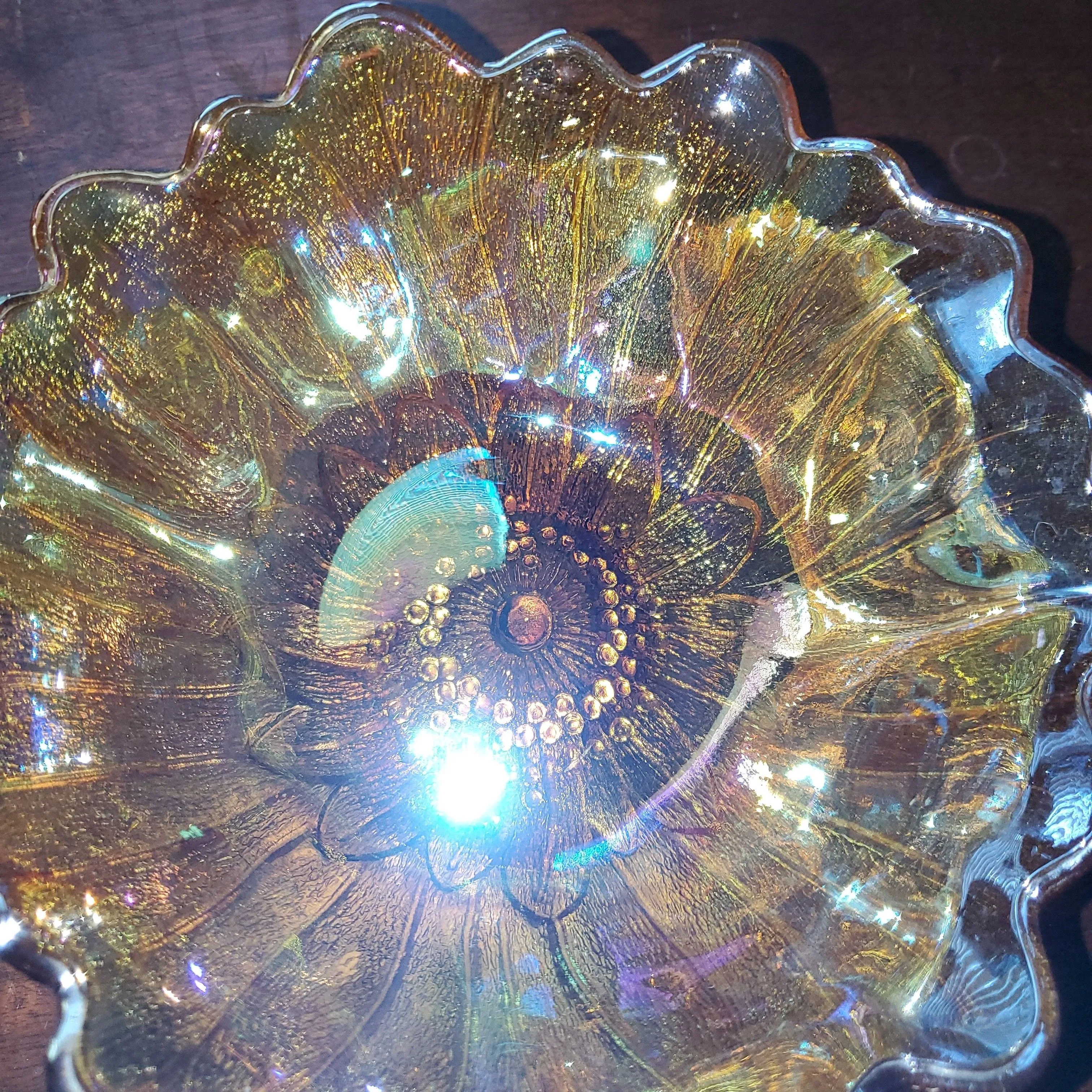Product image for Iridescent amber sunflower bowl