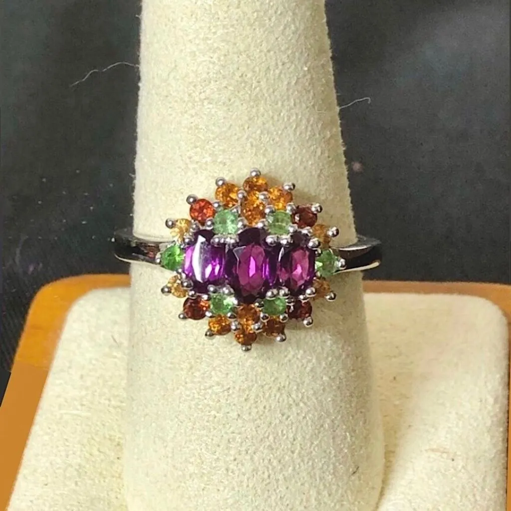 Product image for Vintage Gemstone Ring | Sterling Silver • Amethyst • Garnet • Peridot • Citrine