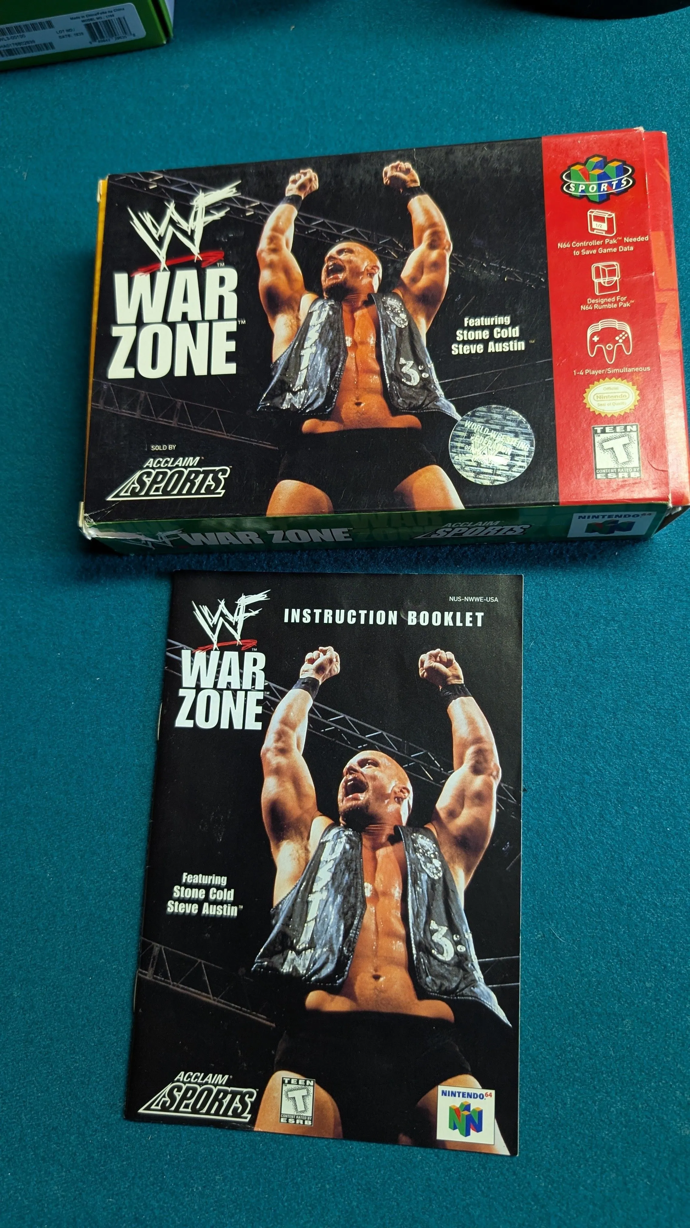 Product image for N64 wwf warzone box and manual