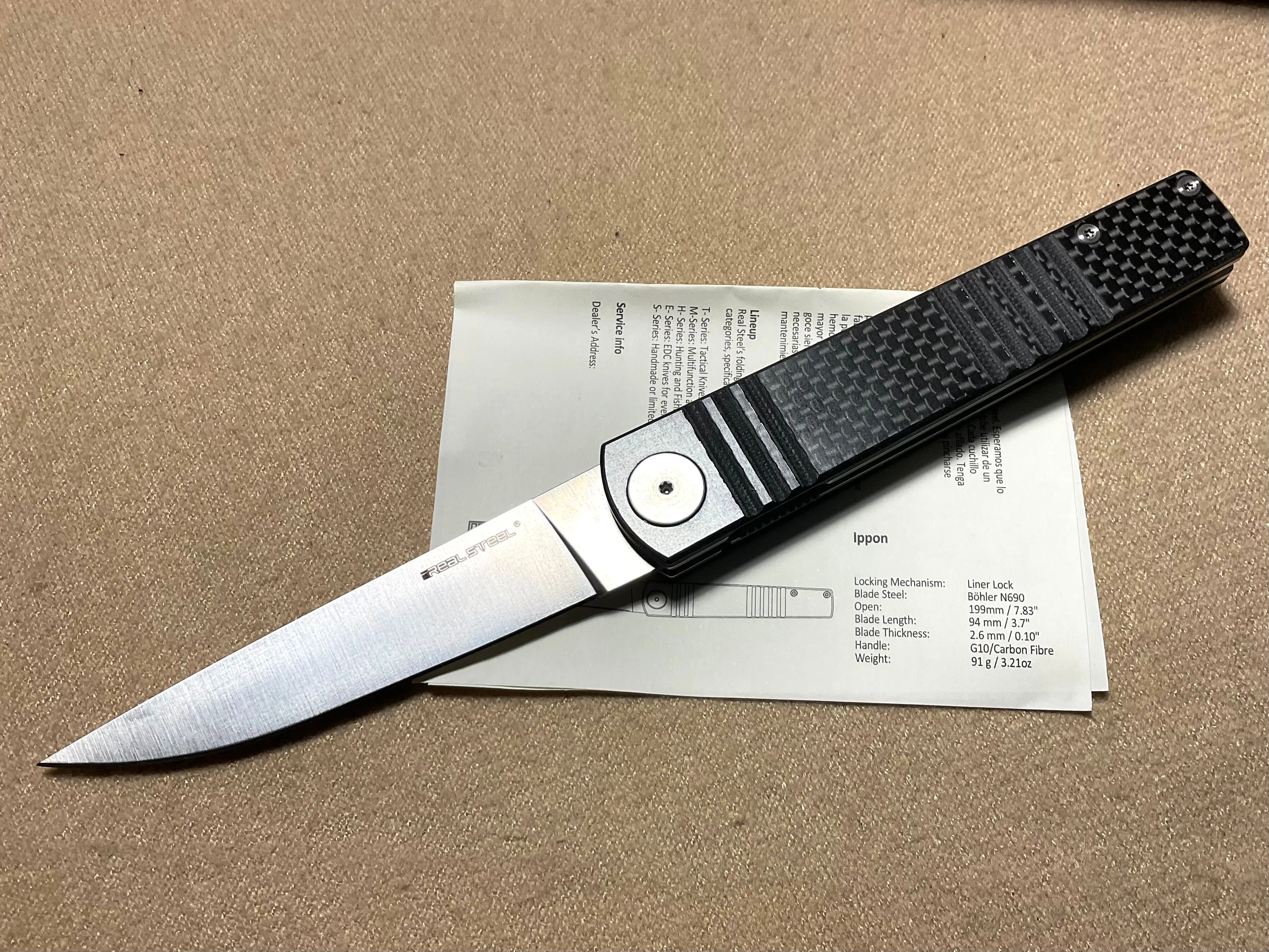 Product image for Real Steel Knives Ippon Carbon Fiber  #7242