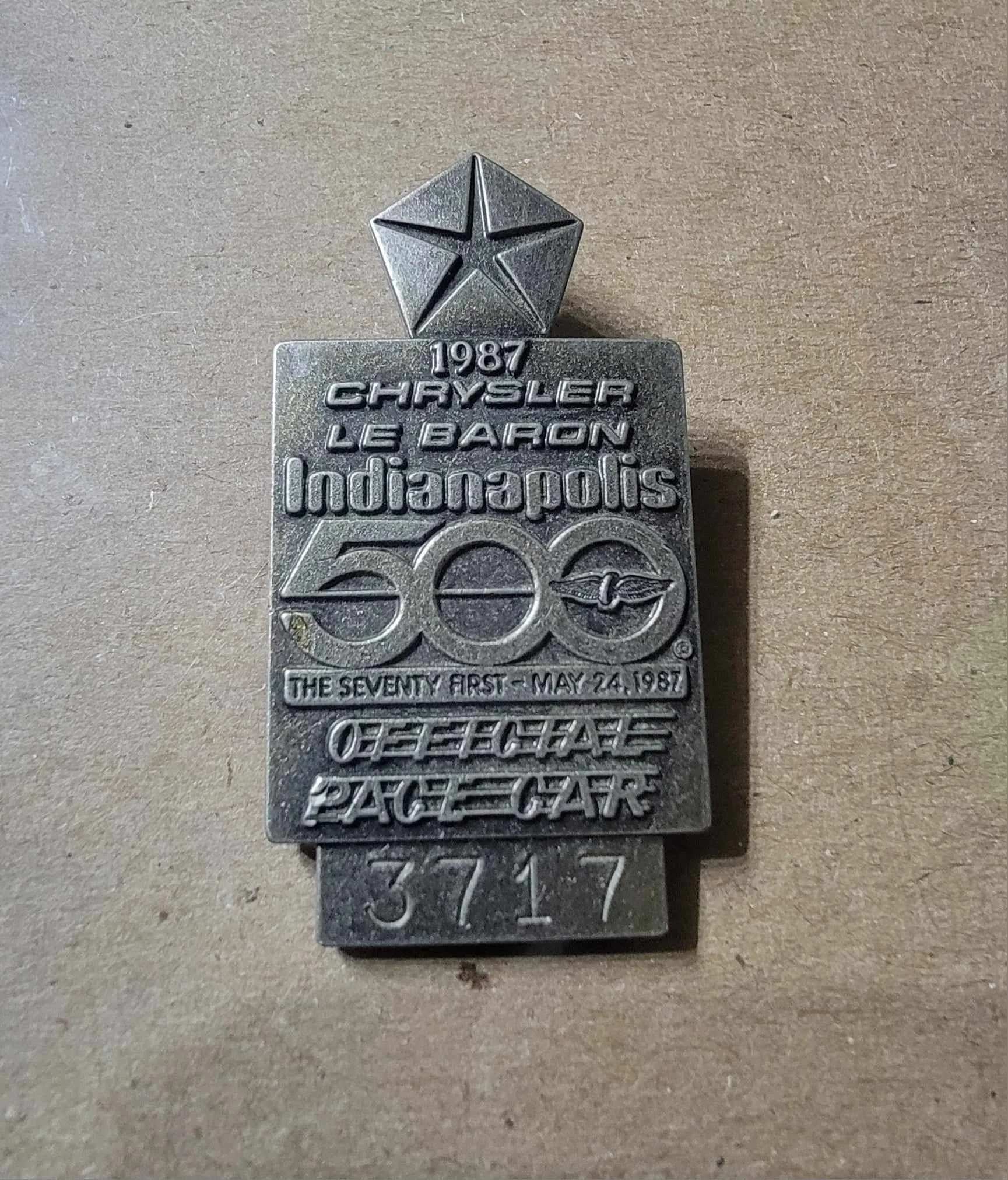 Product image for 1987 Indianapolis 500 Chrysler LeBaron Bronze Pit Pin