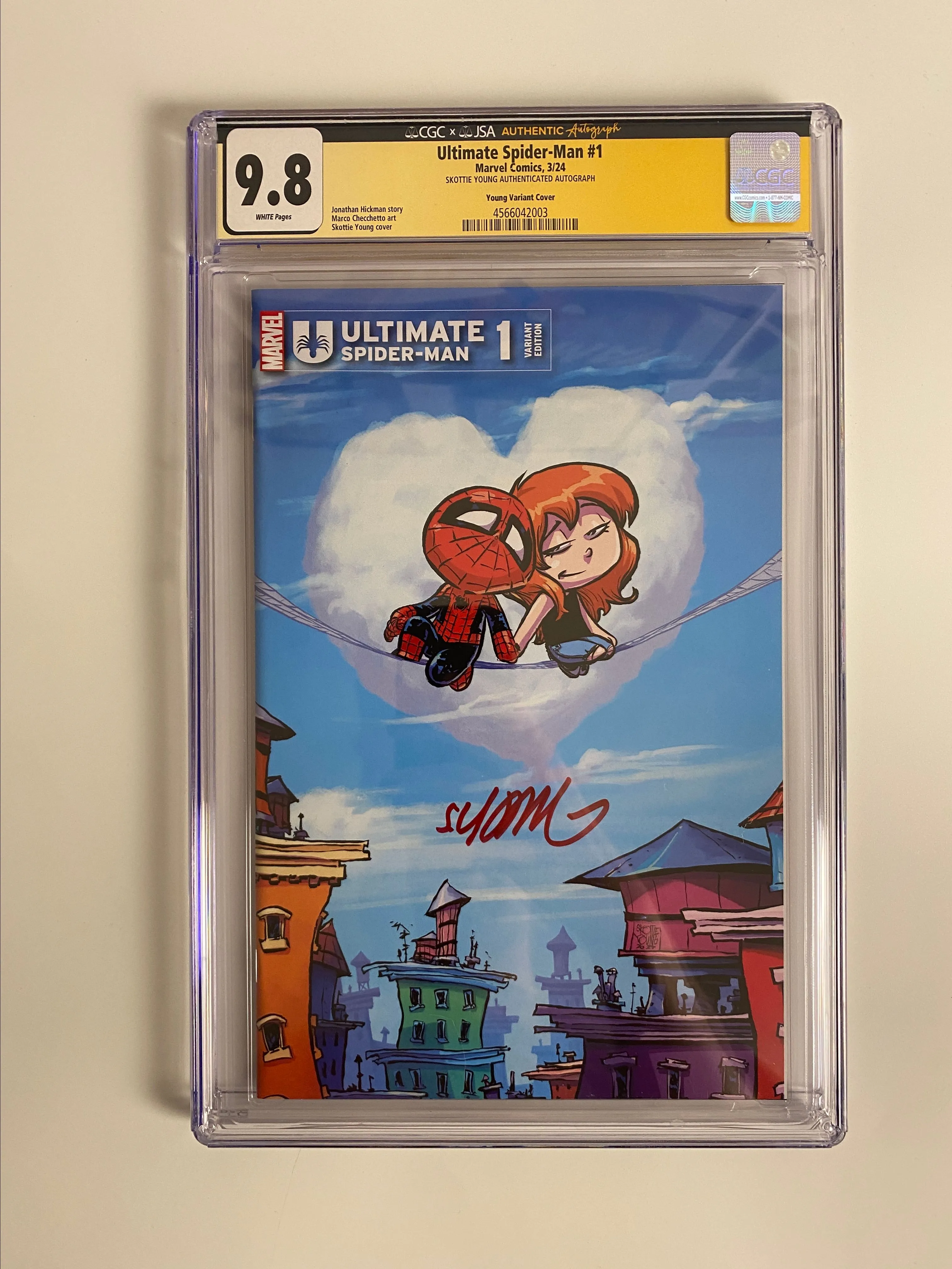 Product image for SIGNED Ultimate Spider-Man #1 CGC SS 9.8 by Skottie Young! SS JSA Variant! MJ