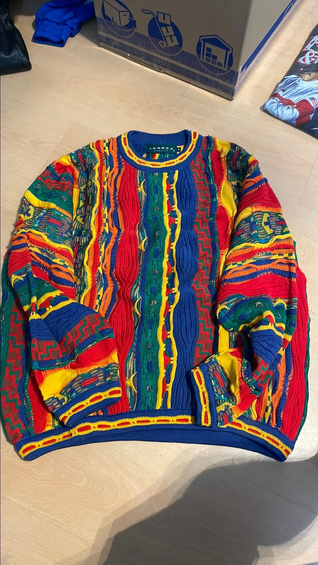 Product image for VTG TUNDRA COOGI-STYLE 3D-KNIT SWEATER XL