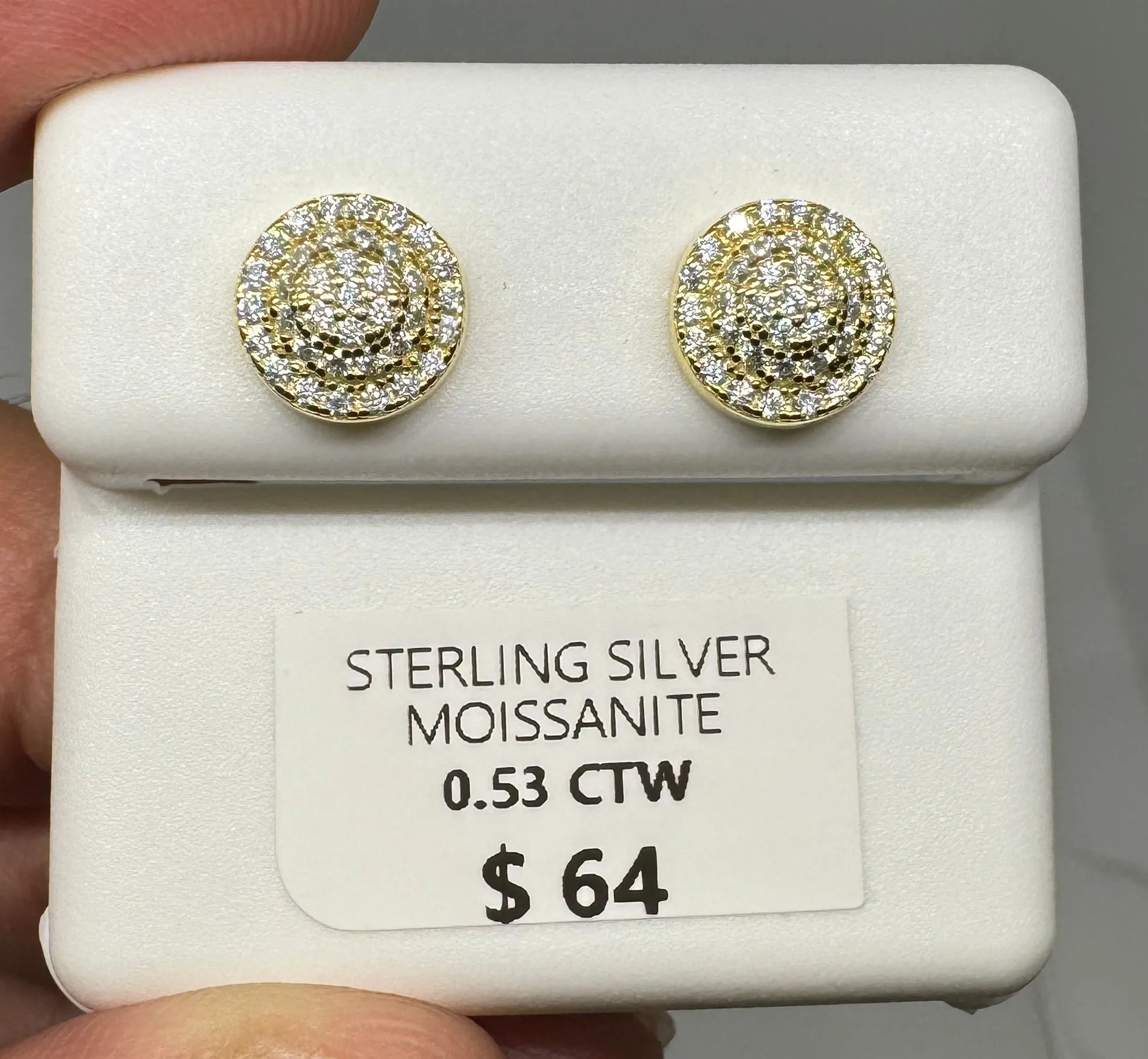 Product image for 0.53 CTW VVS Moissanite 925 Sterling Silver Stud Earrings