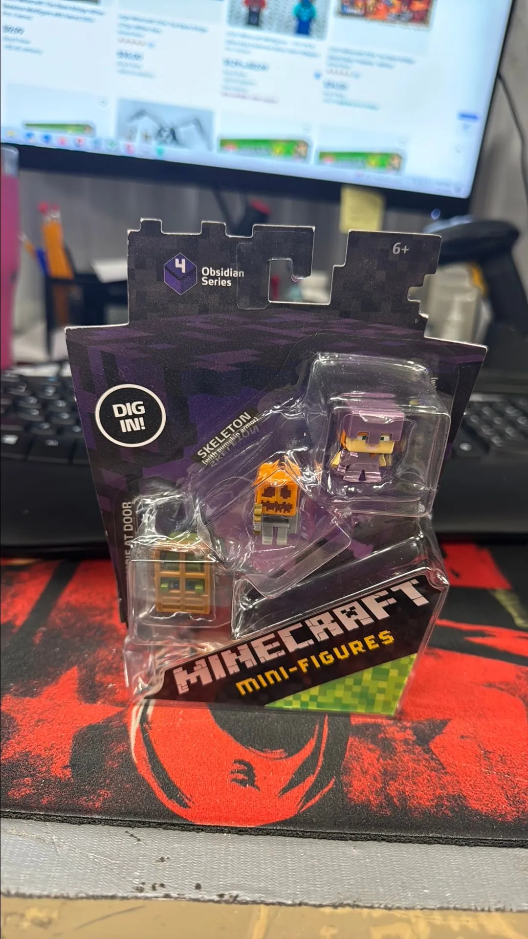 Product image for Minecraft Mini Figures. Zombie at door. Skeleton. Alex