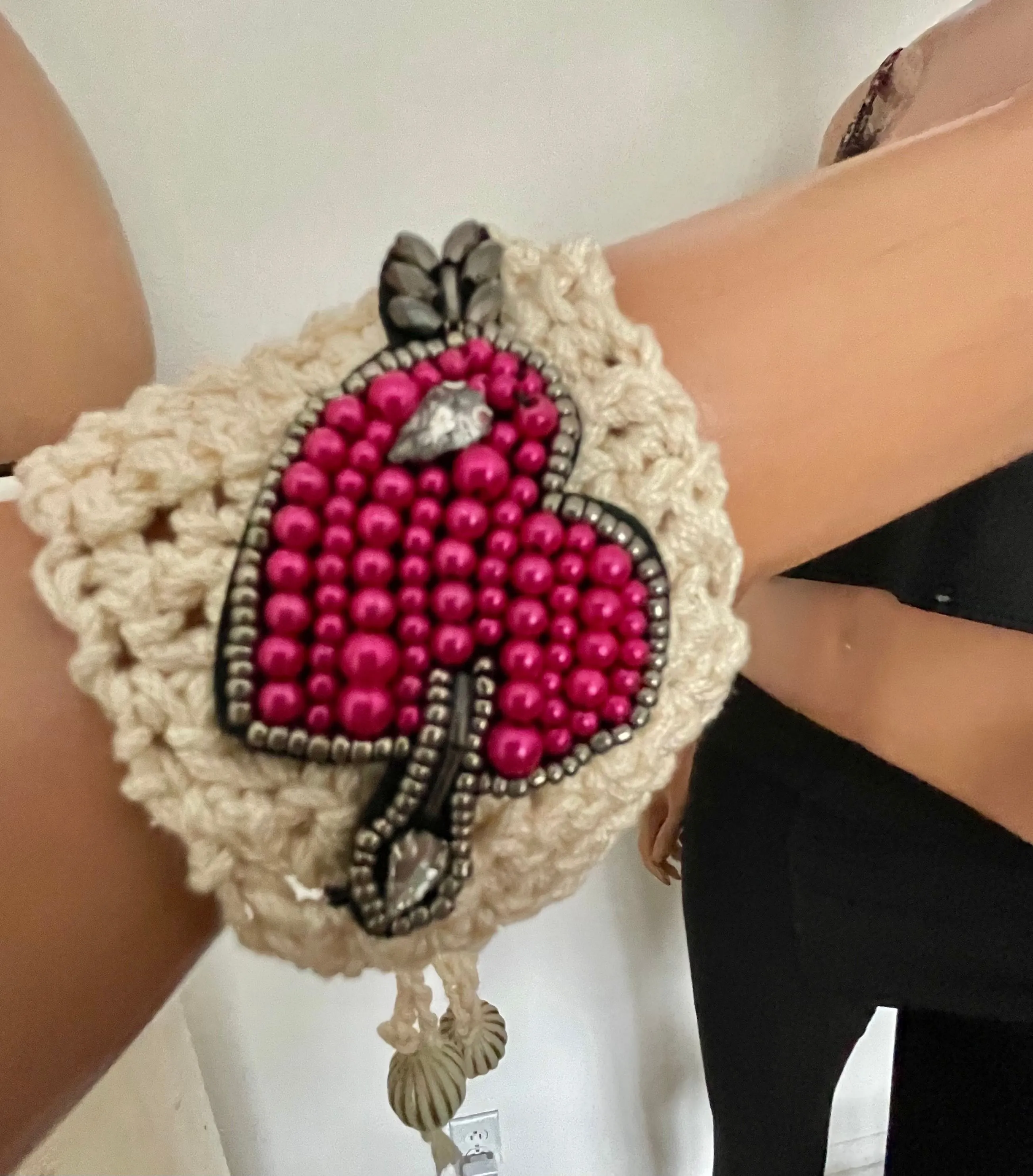 Product image for Hand Knits 2 Love Crochet Bracelet Heart Arrow Beaded Designer Fashion Love Boho