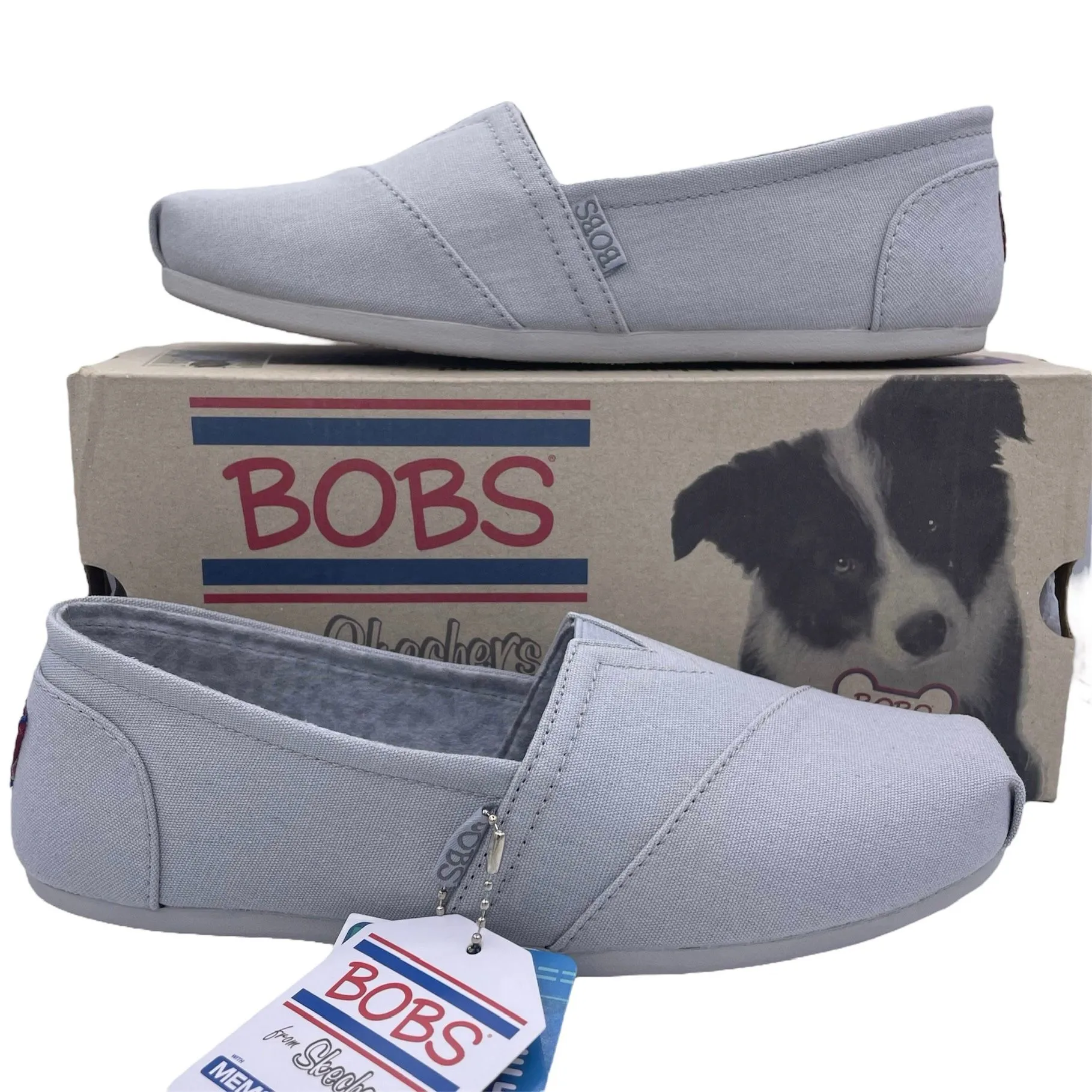 Product image for BOBS for Skechers memory foam arc pillow casual slip ons gray shoes Size 7.5
