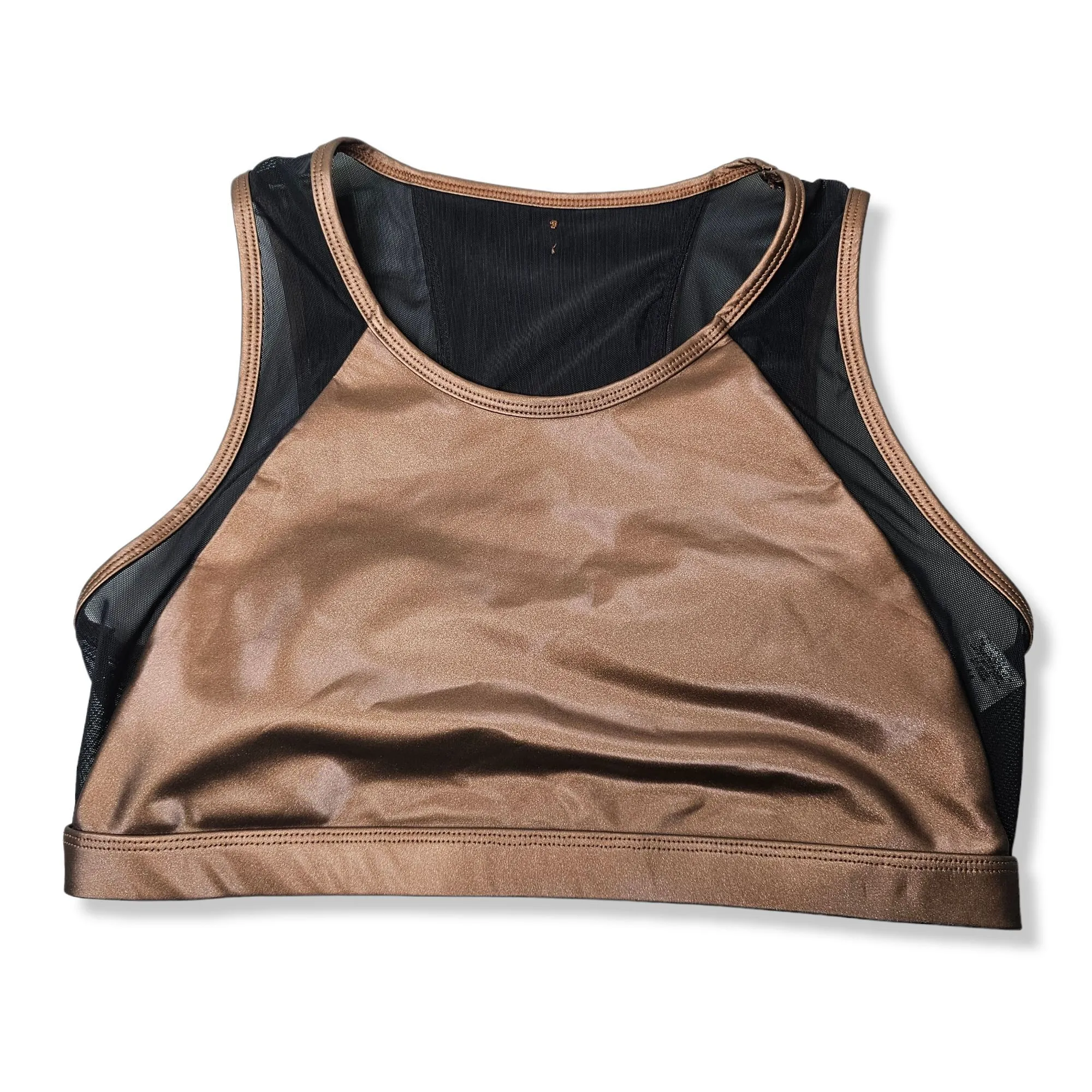 Product image for Fabletics Size Medium Bronze Black Camryn Sports Bra Racerback Removable Cups