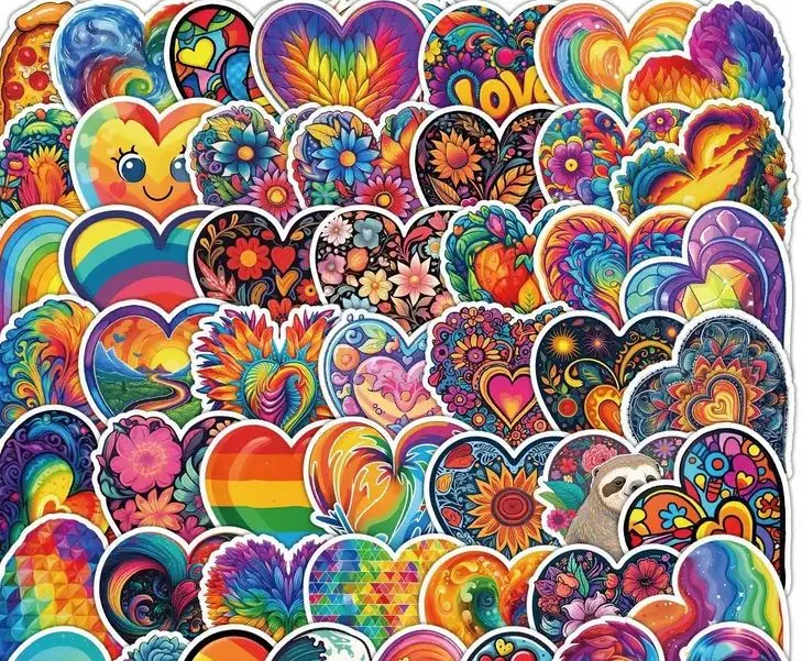Product image for 5 Random Rainbow Heart Stickers