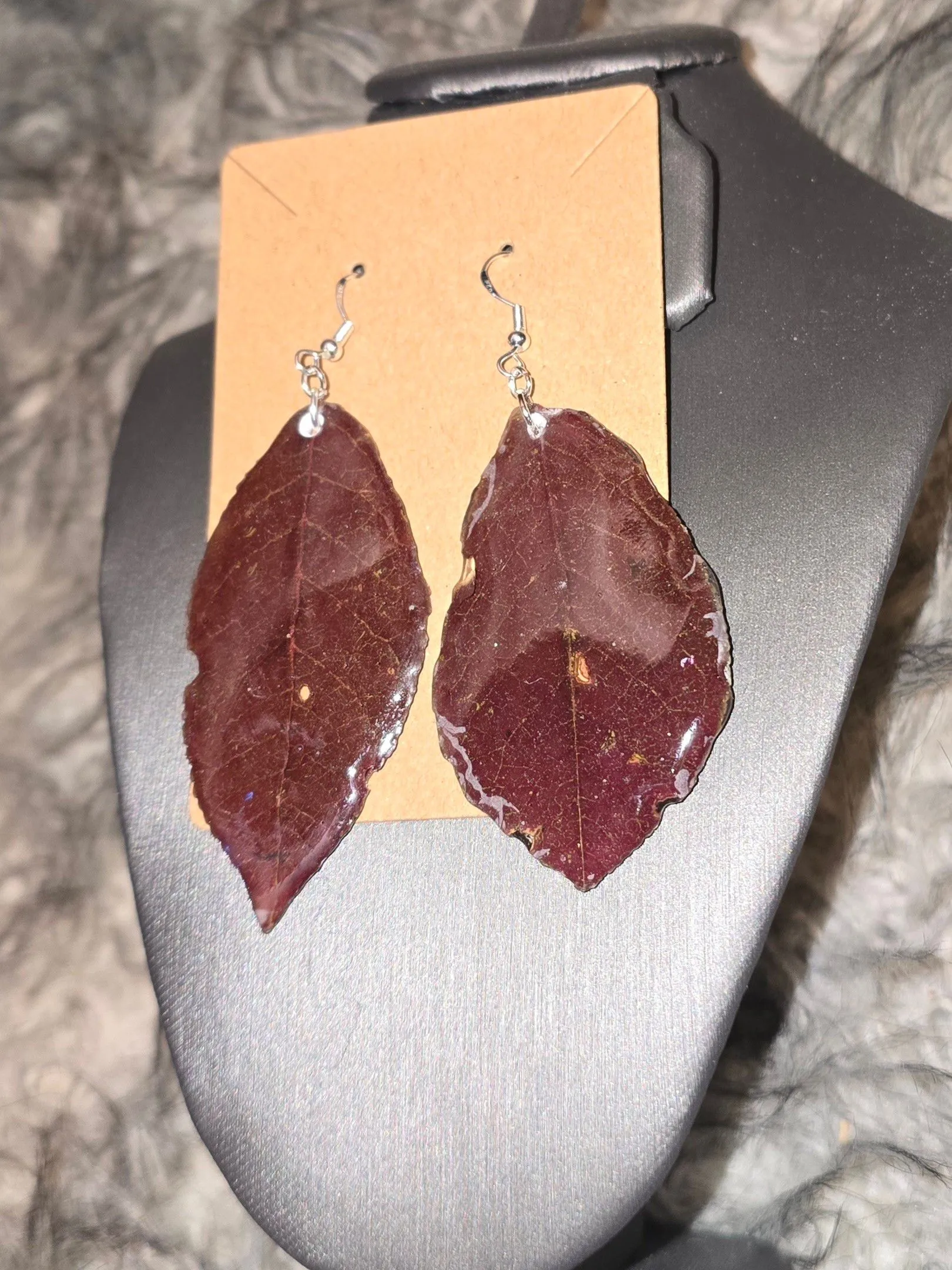Product image for 925 Sterling Silver Montana ChokeCherry Natural Leaf Earrings