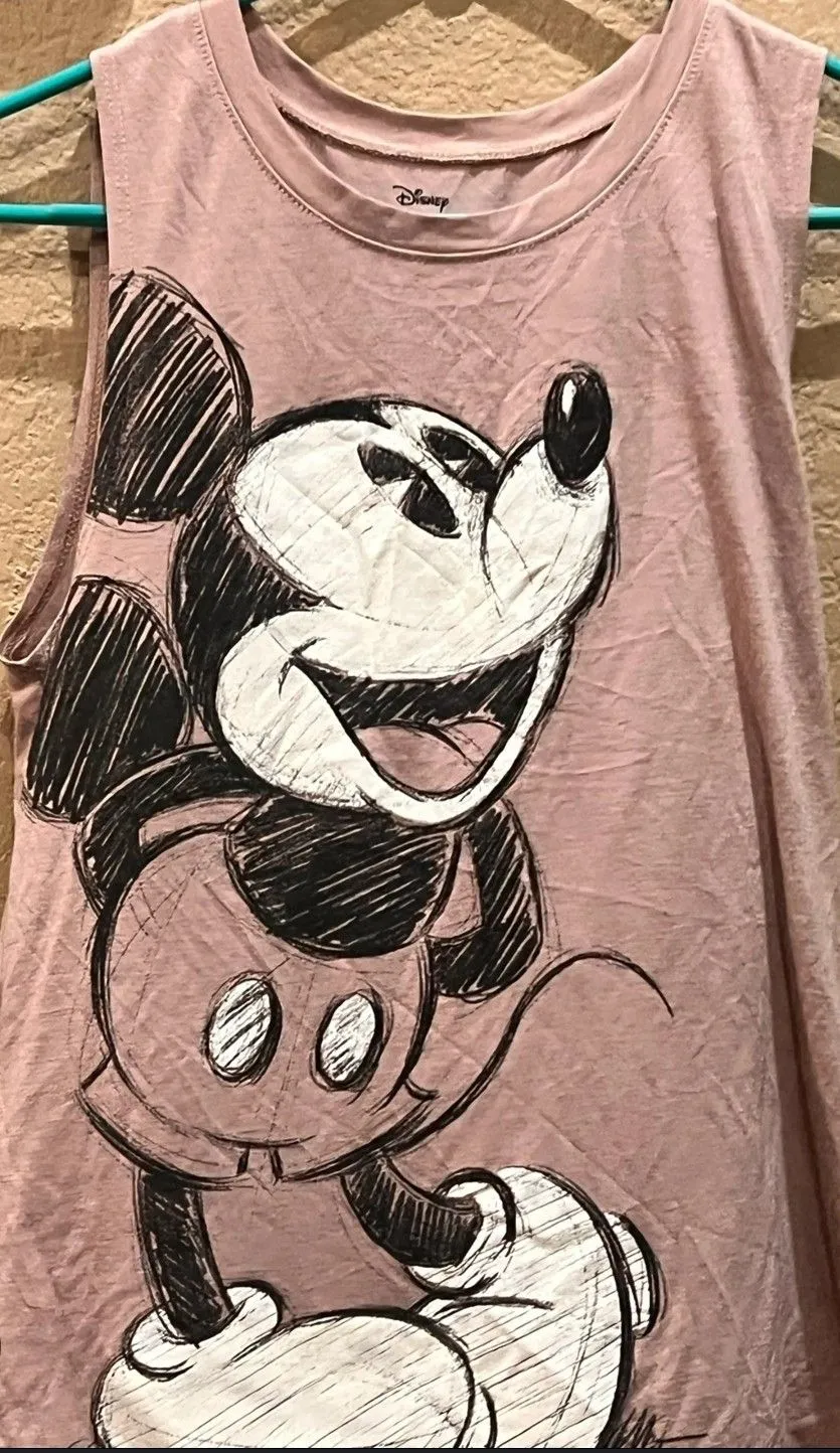 Product image for Disney Mickey Mouse Sz Small Mauve Dual Side Graphic Print Tank Top