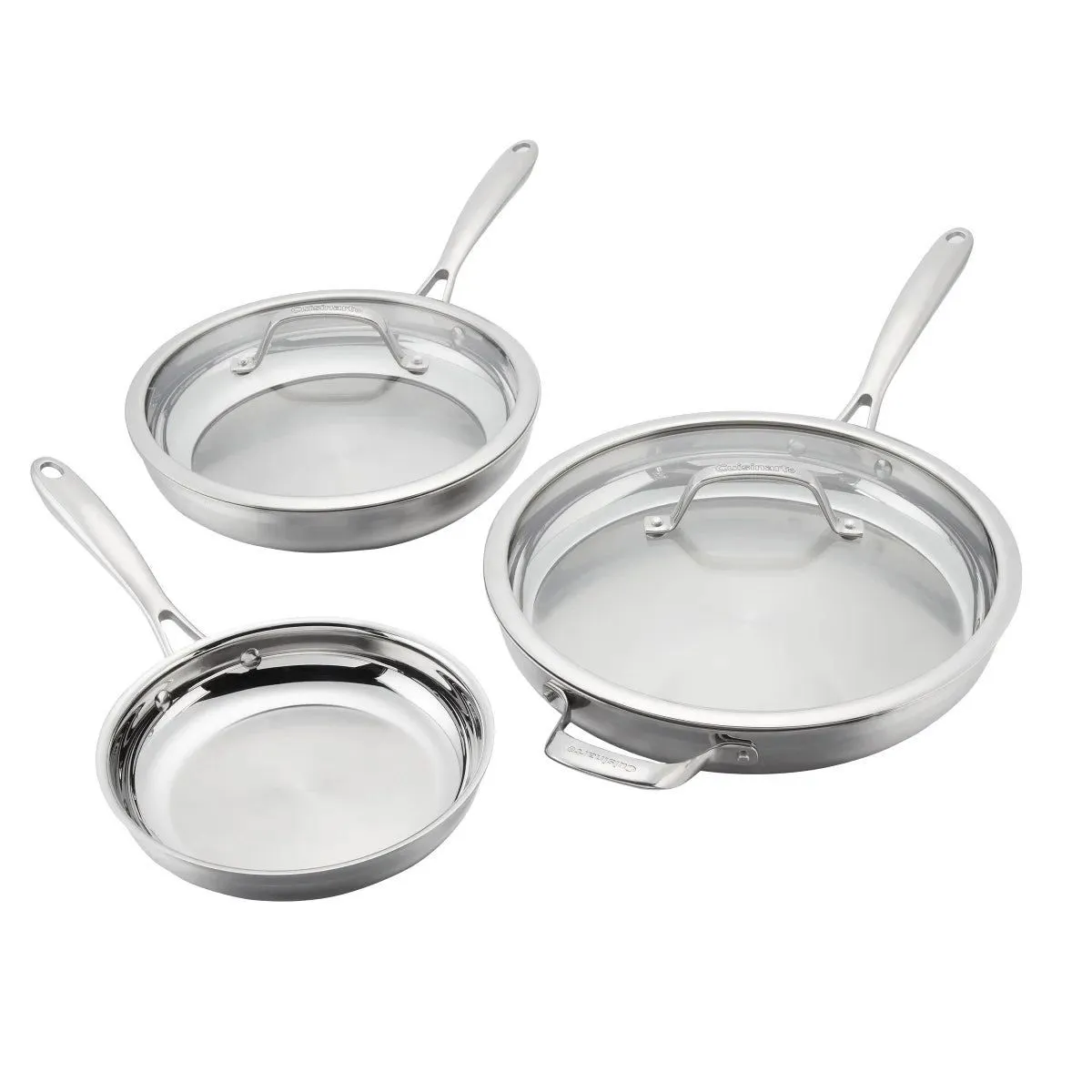 Product image for Cuisinart Tri-Ply Clad Stainless Steel 3-Piece Skillet Set - No Box