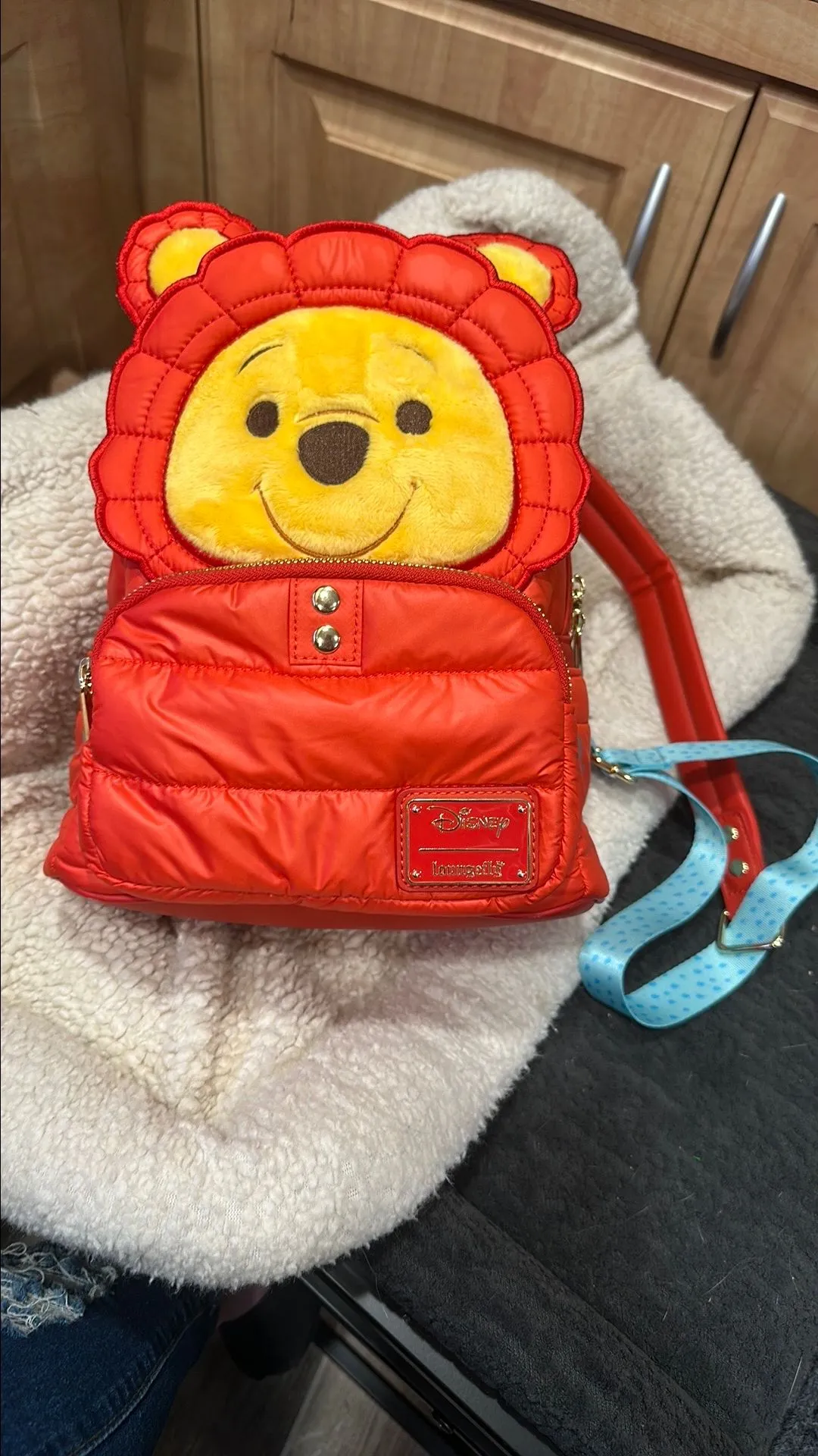 Product image for Disney Loungefly Pooh Red Puffer Jacket Backpack NWOT